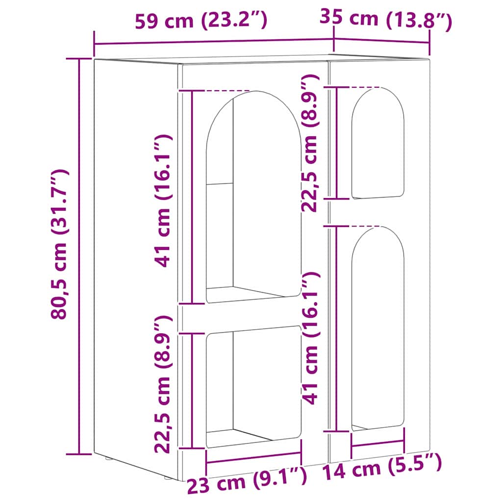 vidaXL Πλαϊνό γραφείο Παλιό ξύλο 59 x 35 x 80.5 εκ. Επεξεργασμένο ξύλο