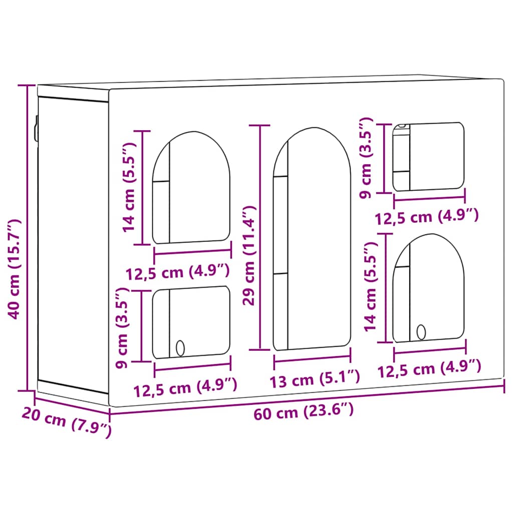 vidaXL Κρεμαστό ντουλάπι με ράφι Σκυρόδεμα Γκρι 60 x 20 x 40 εκ