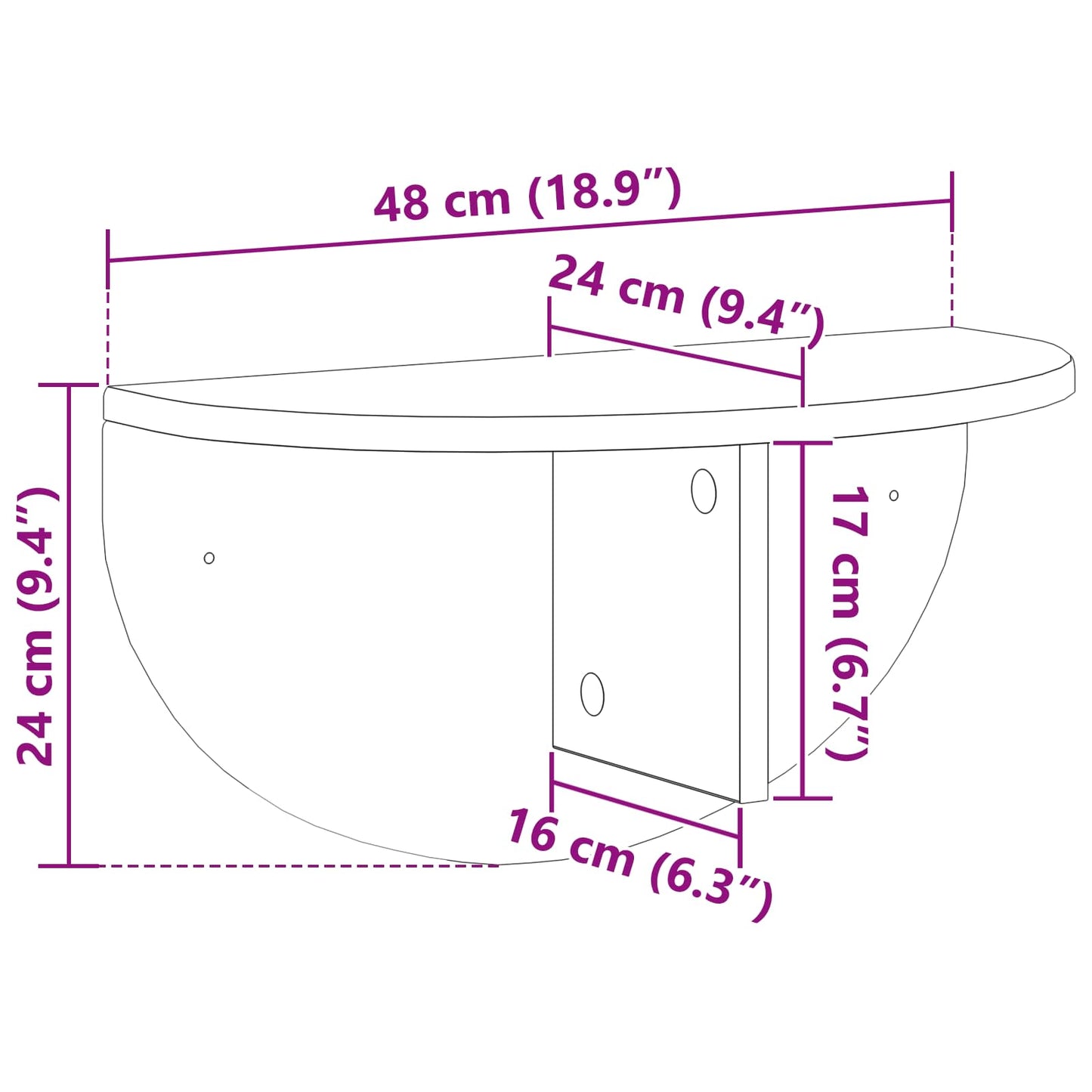 vidaXL Ράφι Τοίχου Επιτοίχιο Λευκό 38 x 19 x 19 εκ Επεξεργασμένο ξύλο