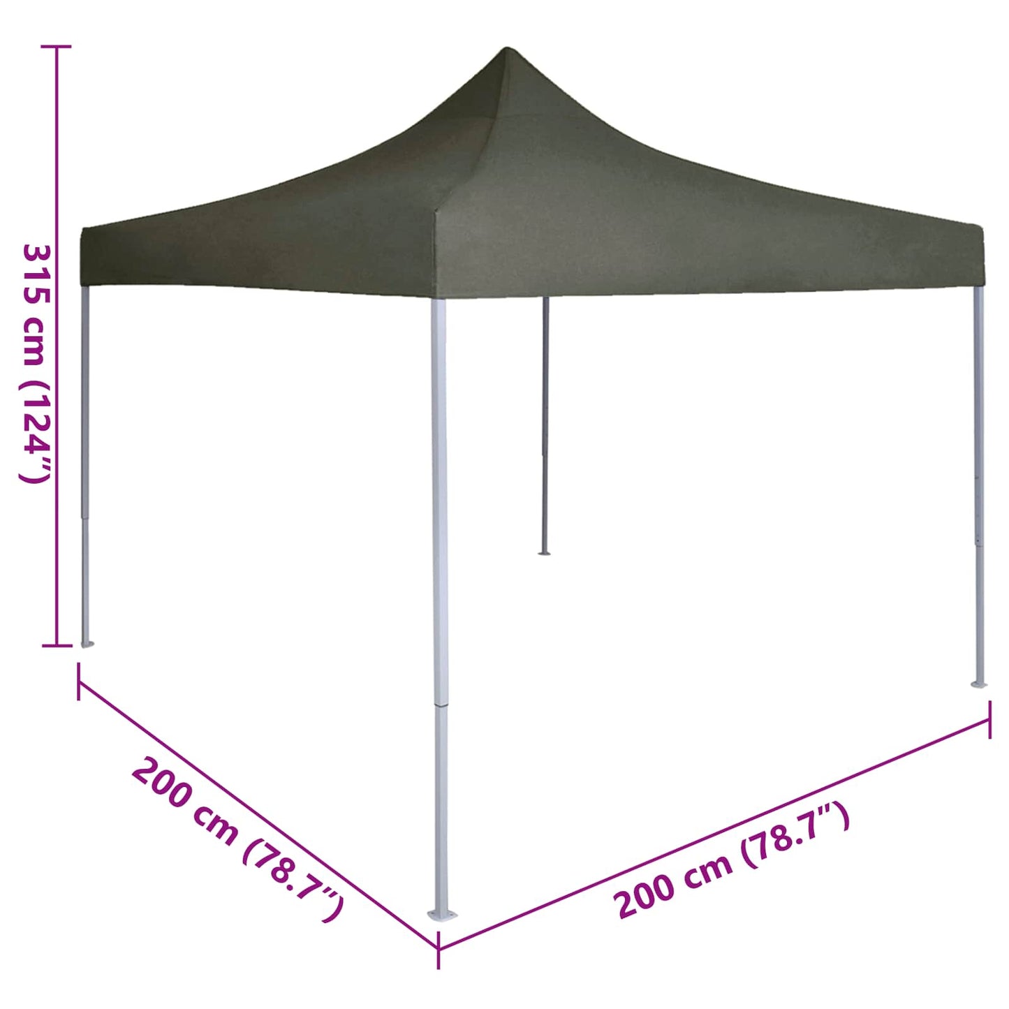 vidaXL Σκηνή Πάρτυ Ανθρακί 200 x 200 x 315 εκ. Ύφασμα Όξφορντ