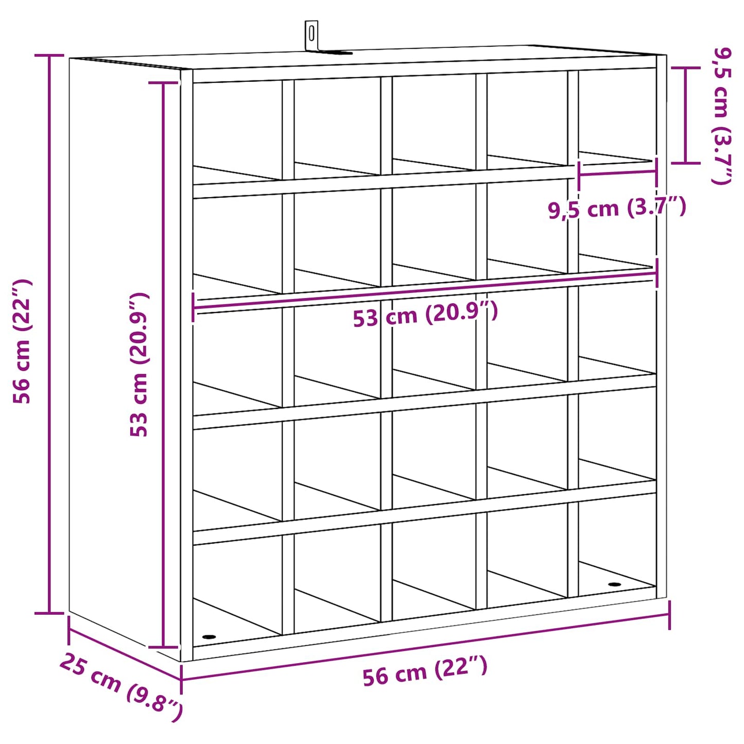 vidaXL Ράφι Κρασιού 2 pcs Φυσικό 56 x 25 x 56 cm Στερεά ξυλεία πεύκου