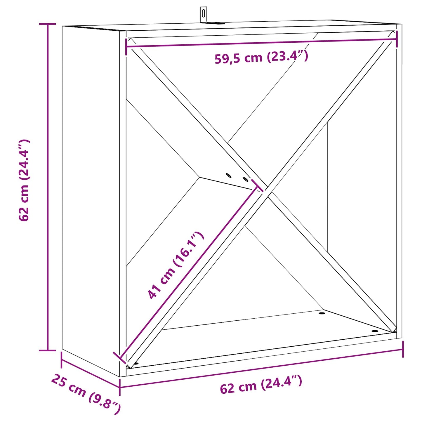 vidaXL Ράφι Κρασιού 4 τεμ. Λευκό 62 x 25 x 62 cm Στερεά ξυλεία πεύκου