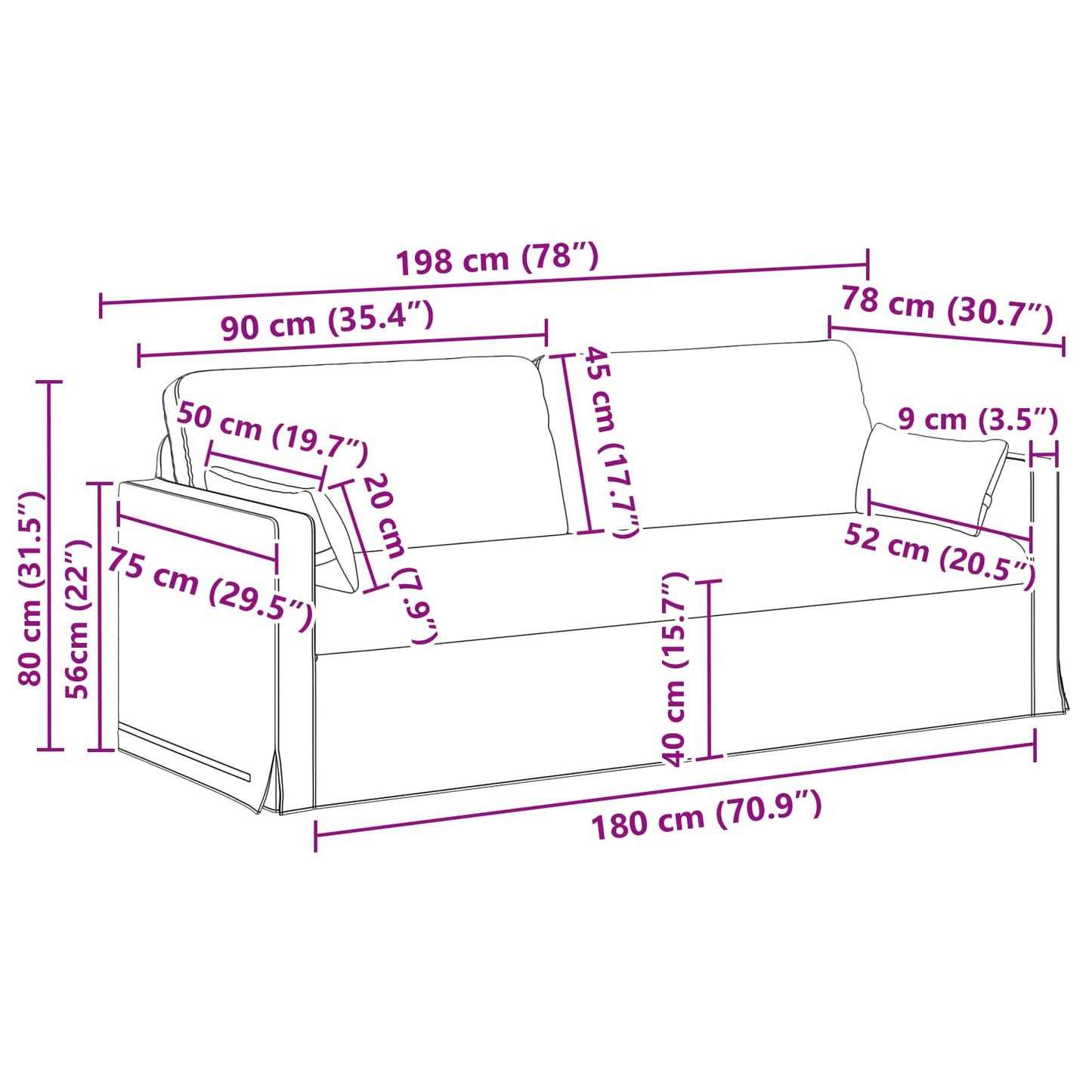 vidaXL Σετ Καναπέ 2 pcs Σκούρο Γκρι 198 x 78 x 80 εκ ύφασμα