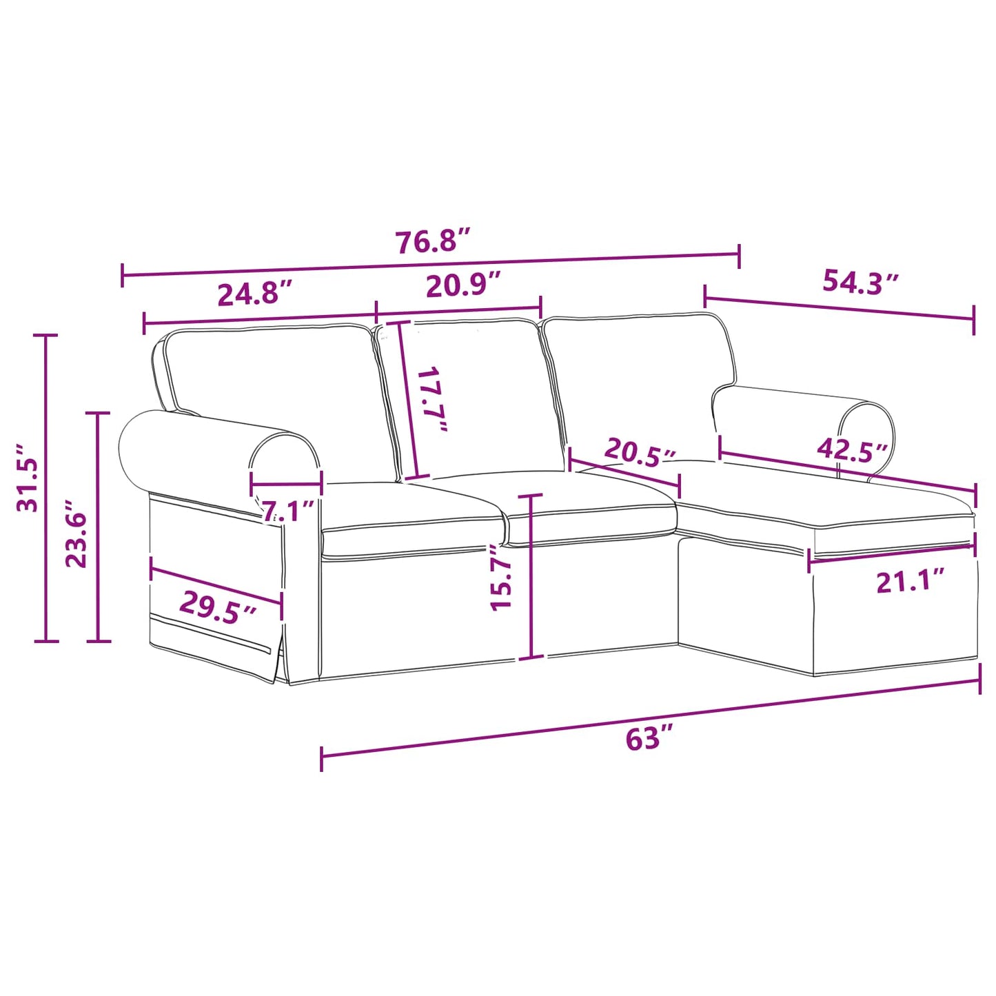 vidaXL Καναπές Σκούρο Γκρι 195 x 138 x 80 εκ ύφασμα