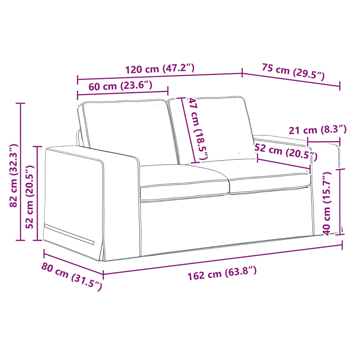 vidaXL Καναπές Ανοιχτό γκρι 162 x 80 x 82 εκ ύφασμα