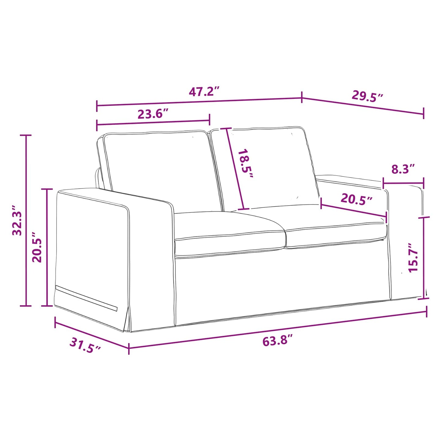 vidaXL Καναπές Σκούρο Γκρι 162 x 80 x 82 εκ ύφασμα