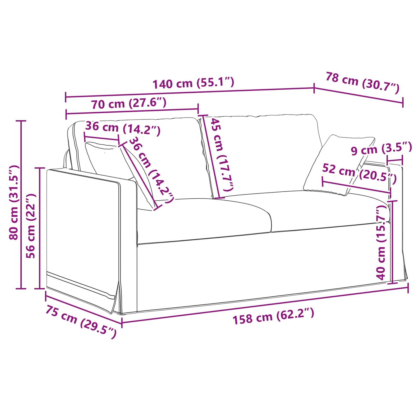 vidaXL Καναπές Σκούρο Πράσινο 158 x 78 x 80 εκ Βελούδο