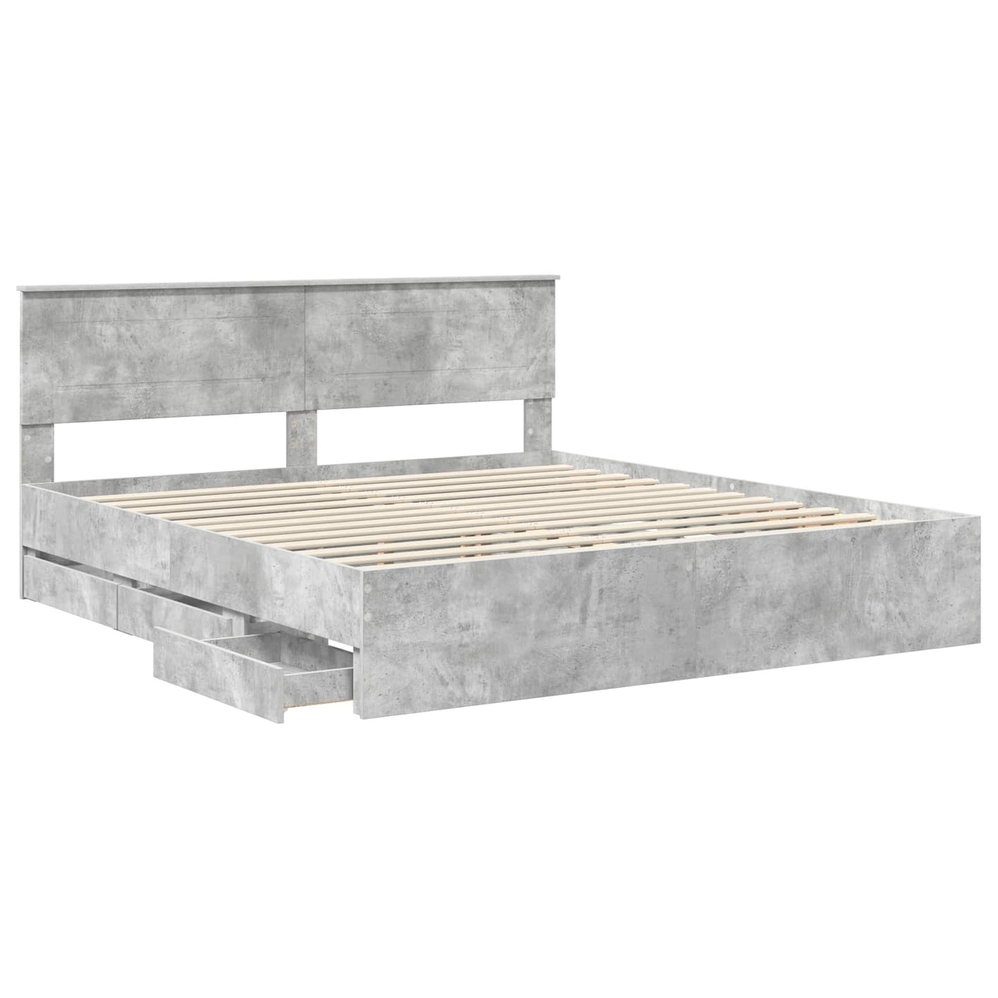 vidaXL Σκελετός Κρεβατιού Σκυρόδεμα Γκρι 180 x 200 cm Μηχανήματος Ξύλο