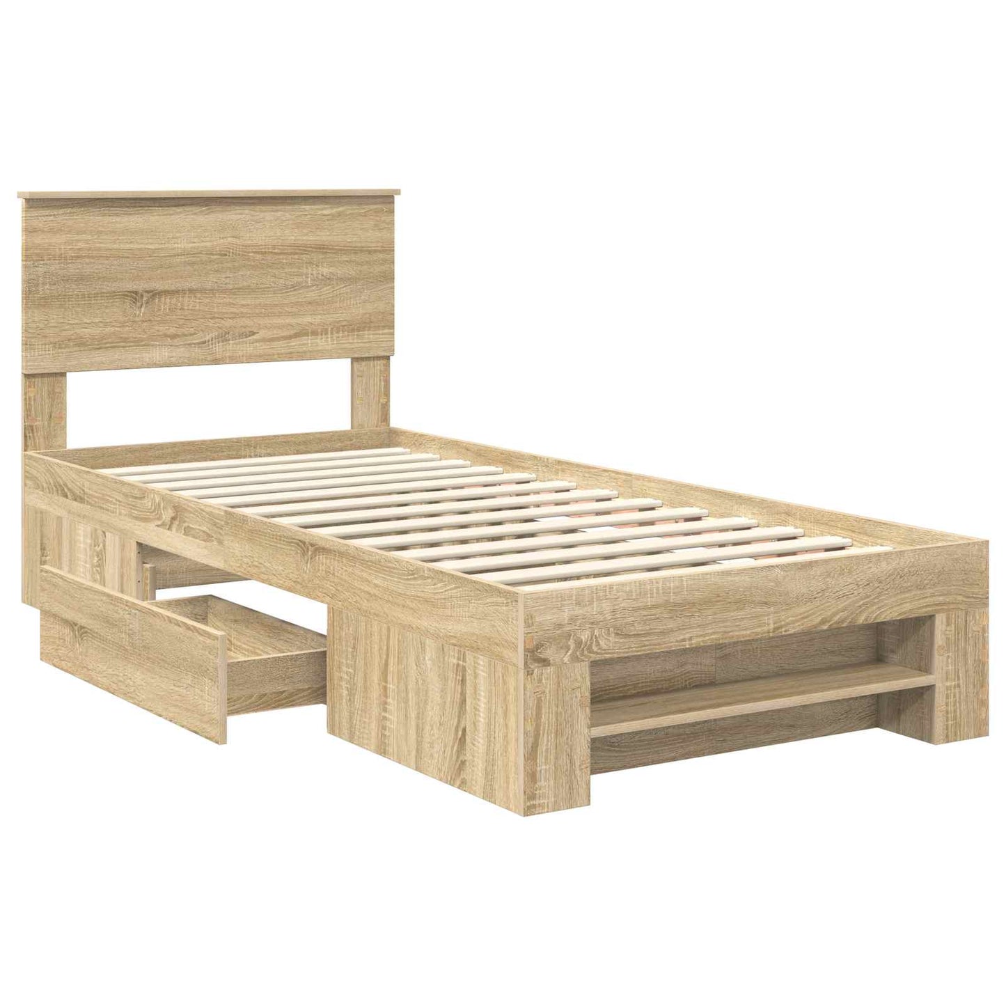 vidaXL Σκελετός Κρεβατιού Δρύς Sonoma 90 x 200 cm Επεξεργασμένο Ξύλο