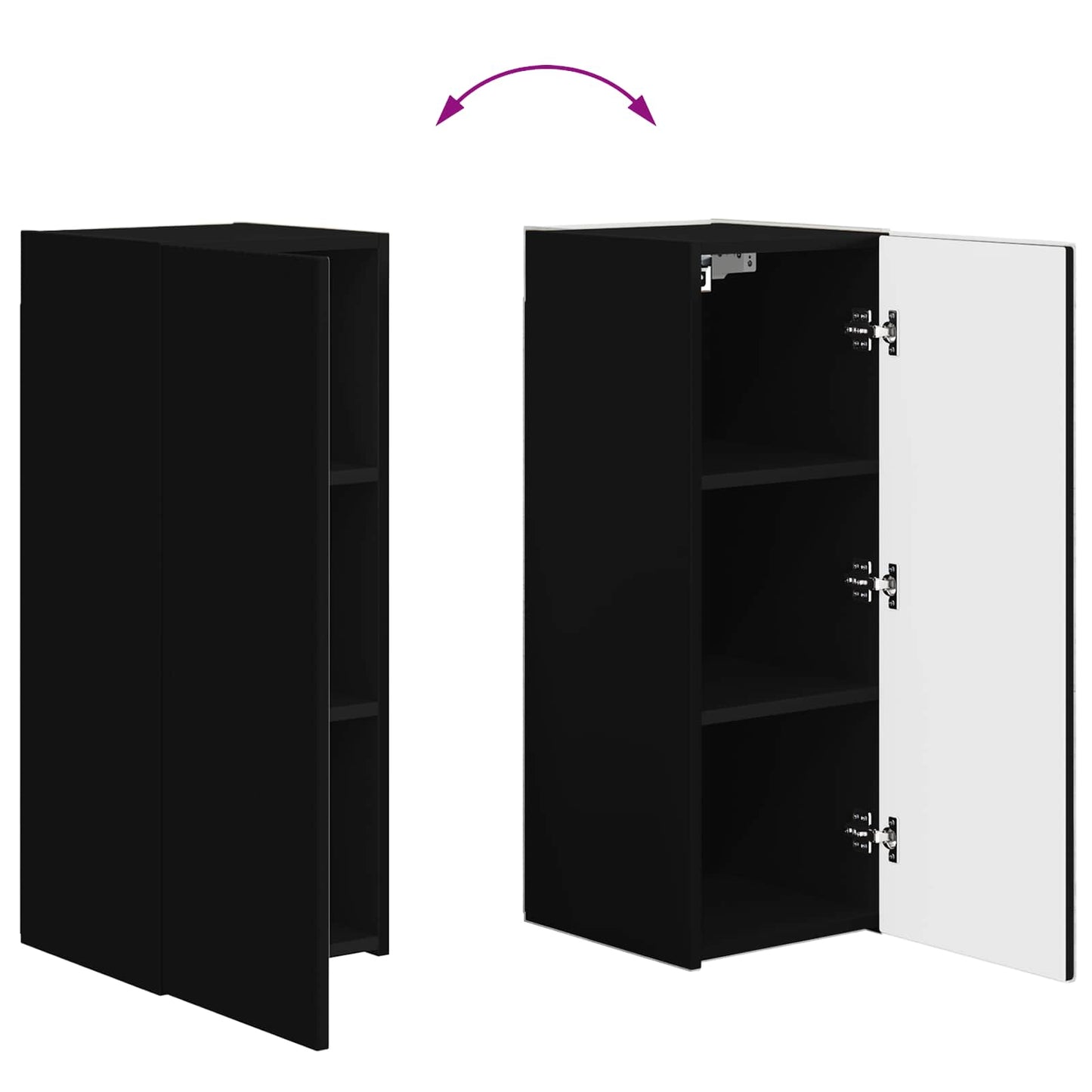 vidaXL Σετ τοίχου για τηλεόραση 4 pcs Μαύρο Επεξεργασμένο ξύλο