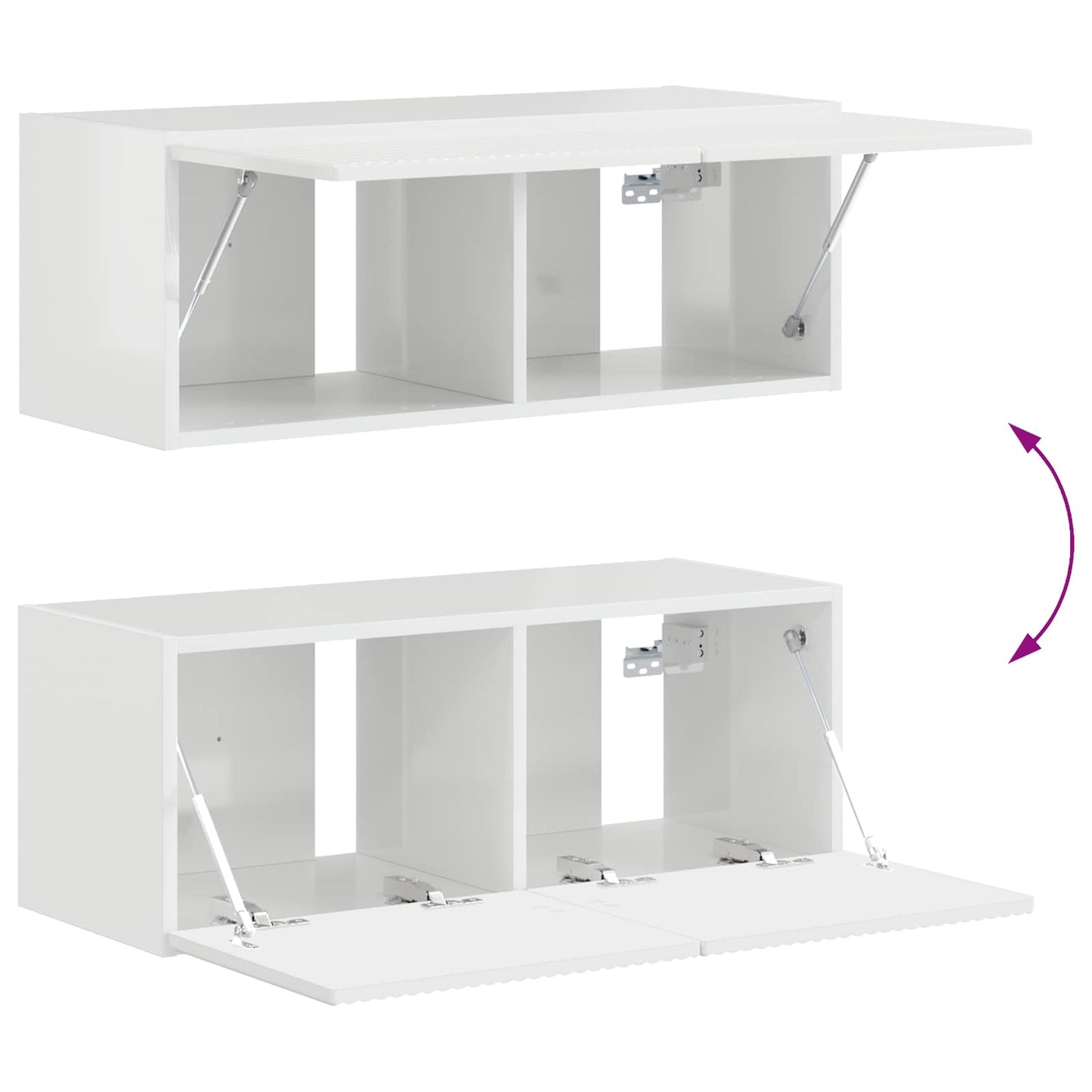 vidaXL Σετ επίπλου τηλεόρασης Επιτοίχιο 3 pcs Υψηλής γυαλάδας λευκό