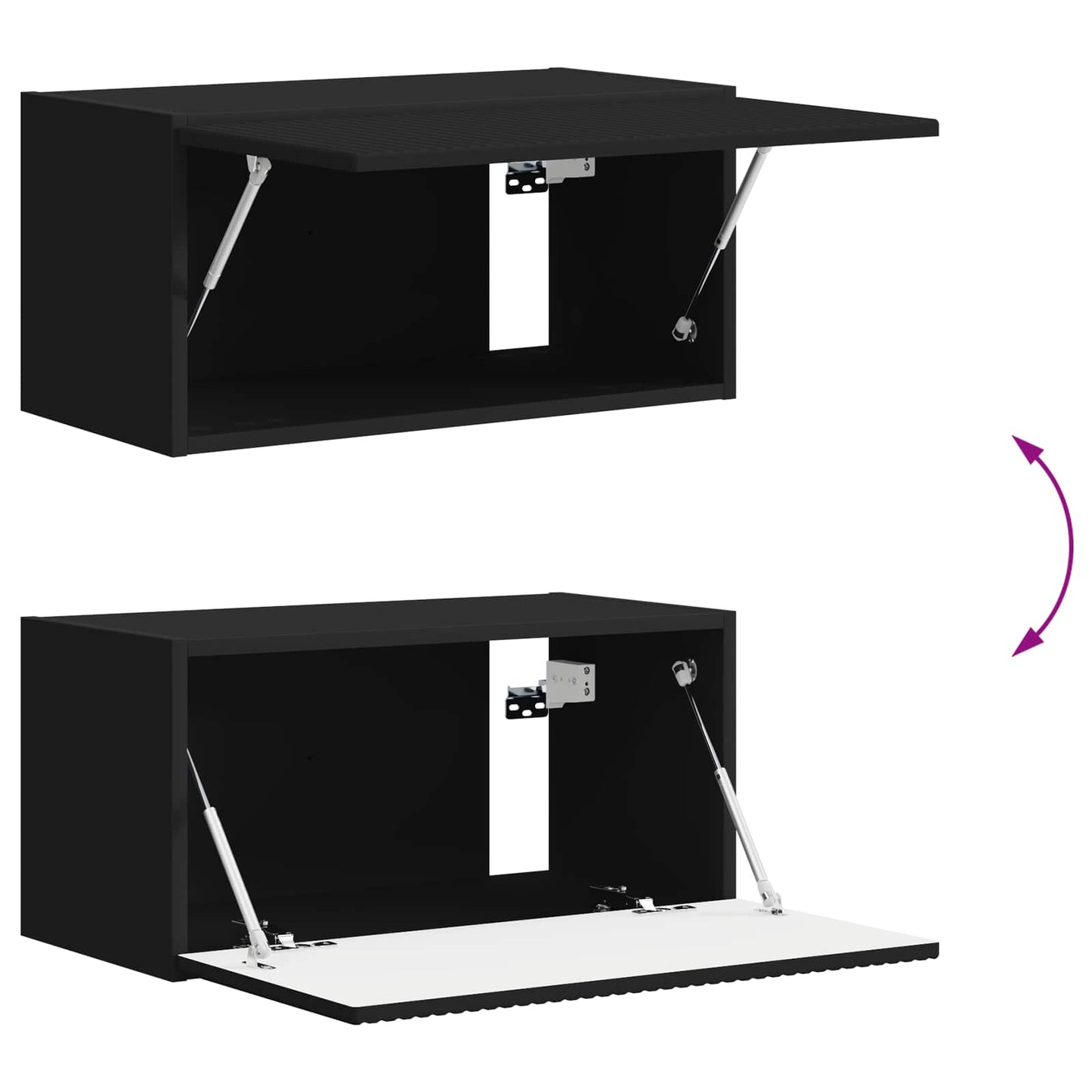 vidaXL Σετ επίπλου τηλεόρασης Επιτοίχιο 4 pcs Μαύρο Επεξεργασμένο ξύλο