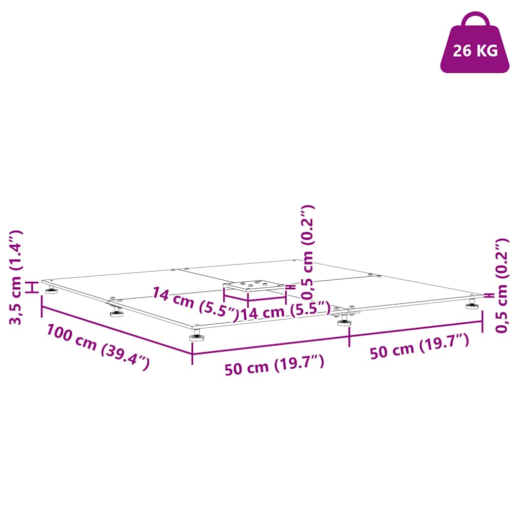vidaXL Βάση ομπρέλας Μαύρο 100 x 100 x 4 εκ. Ατσάλι