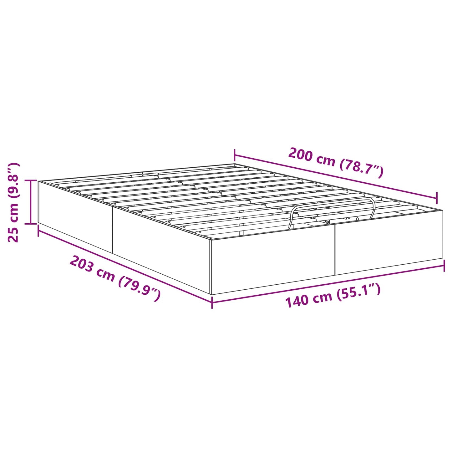 vidaXL Κρεβάτι Οθωμανικού Τύπου Παλιό ξύλο 203 x 140 x 25 εκ