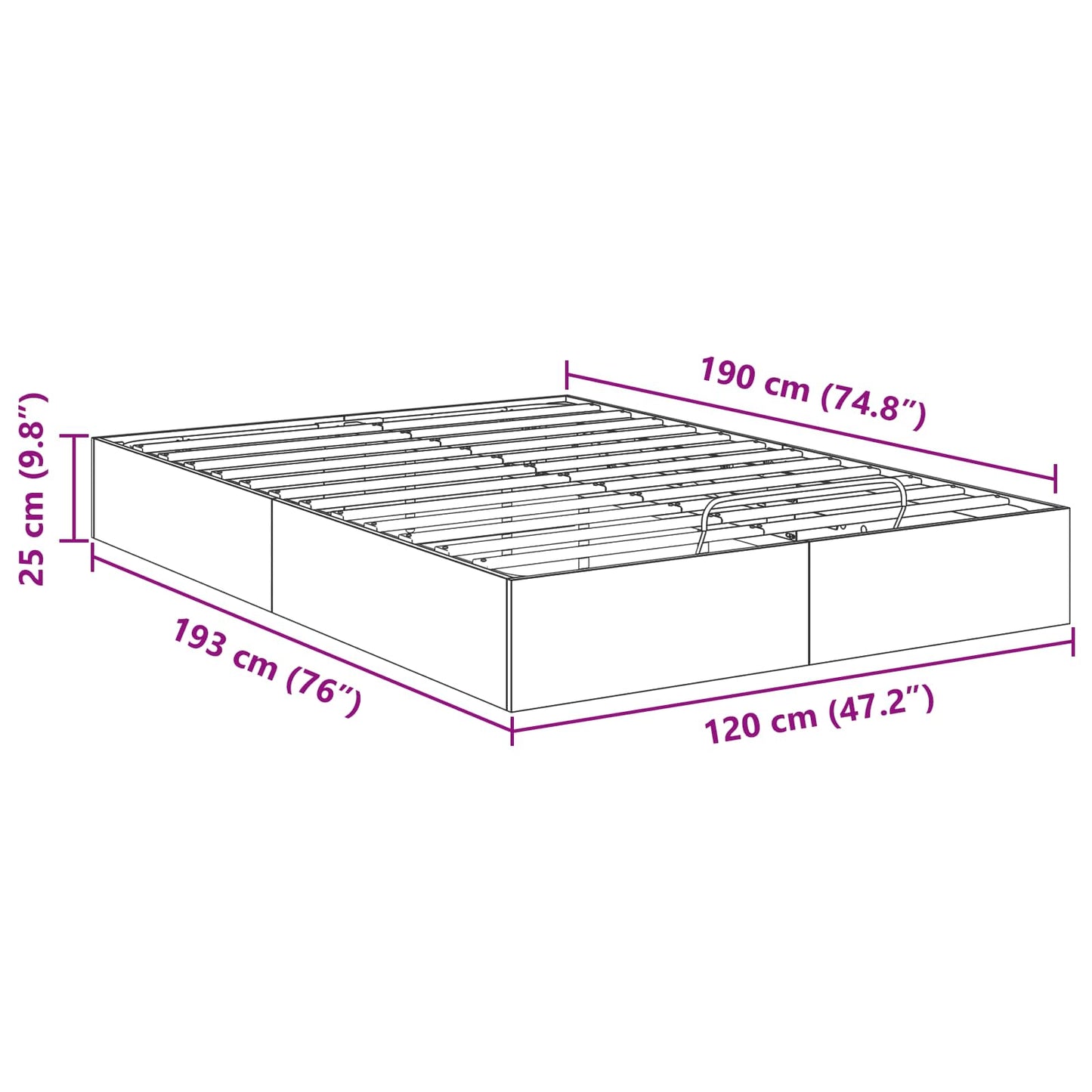 vidaXL Κρεβάτι Οθωμανικού Τύπου Γκρι Sonoma 120 x 200 cm