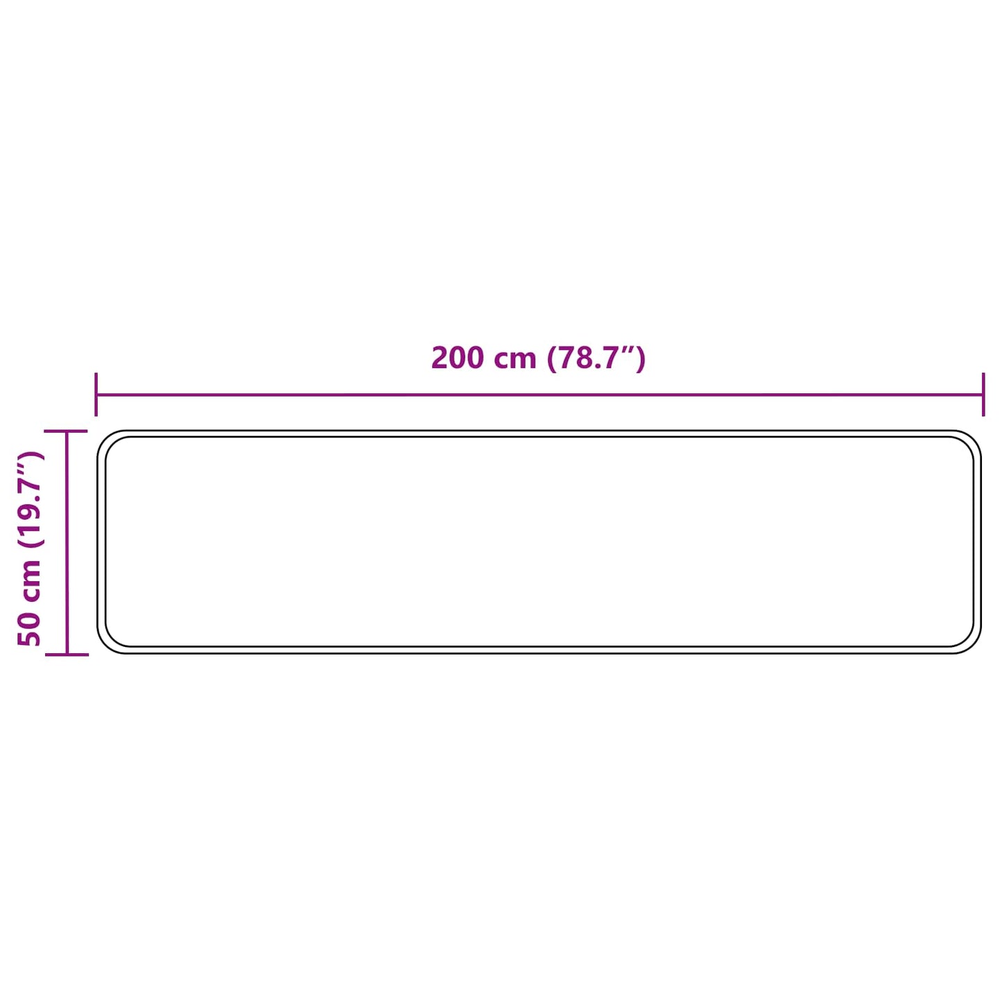 vidaXL Χαλί Runner MARSA Μαύρο 50 x 200 εκ. Πολυέστερ και PVC