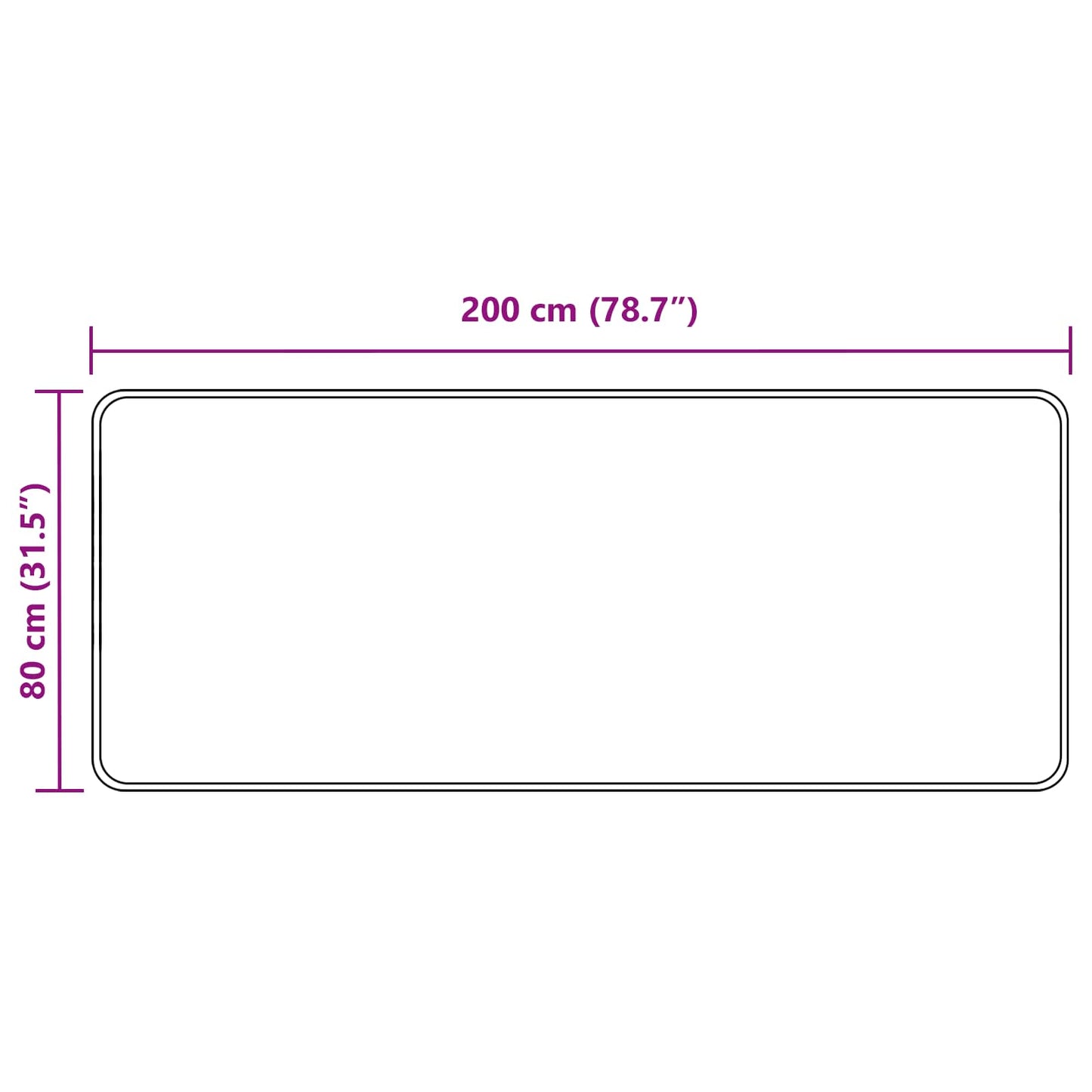 vidaXL Χαλί Runner MARSA Μαύρο 80 x 200 cm Πολυέστερ και PVC