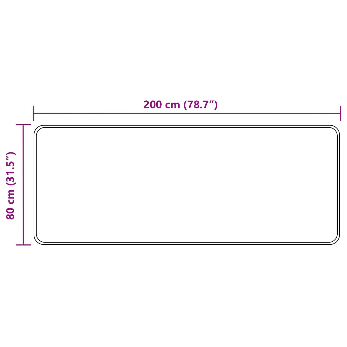 vidaXL Χαλί Runner MARSA Λευκός 80 x 200 cm Πολυέστερ και PVC