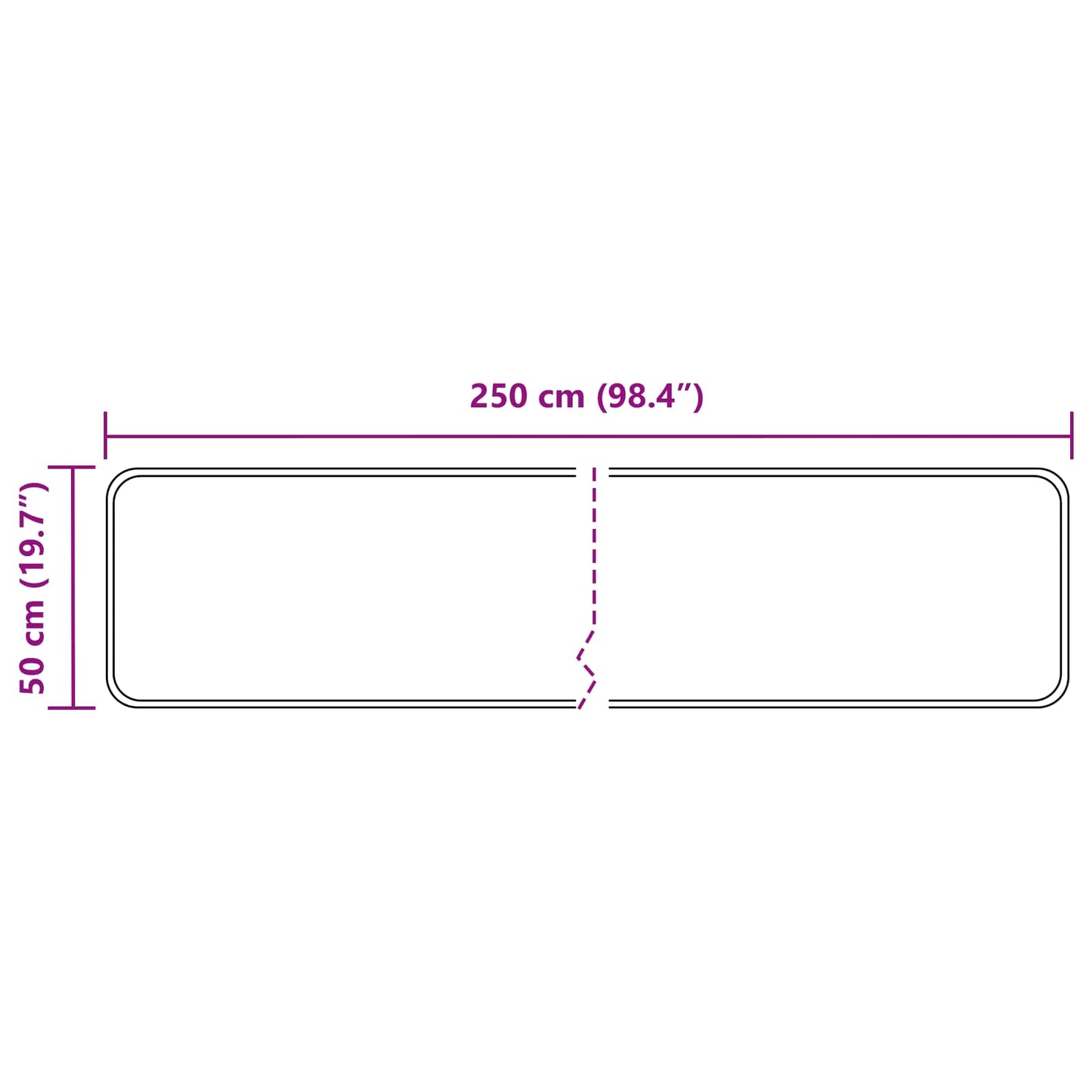 vidaXL Χαλί Runner MARSA Μαύρο 50 x 250 εκ. Πολυέστερ και PVC