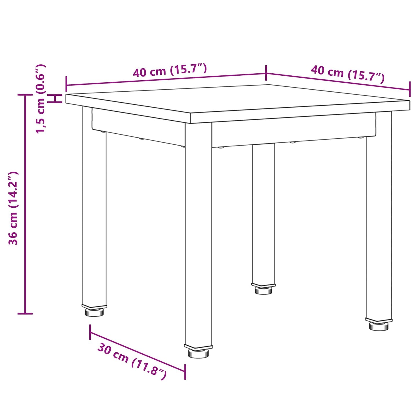vidaXL Τραπεζάκι σαλονιού Μαύρη Οξυά 40 x 40 x 36 cm