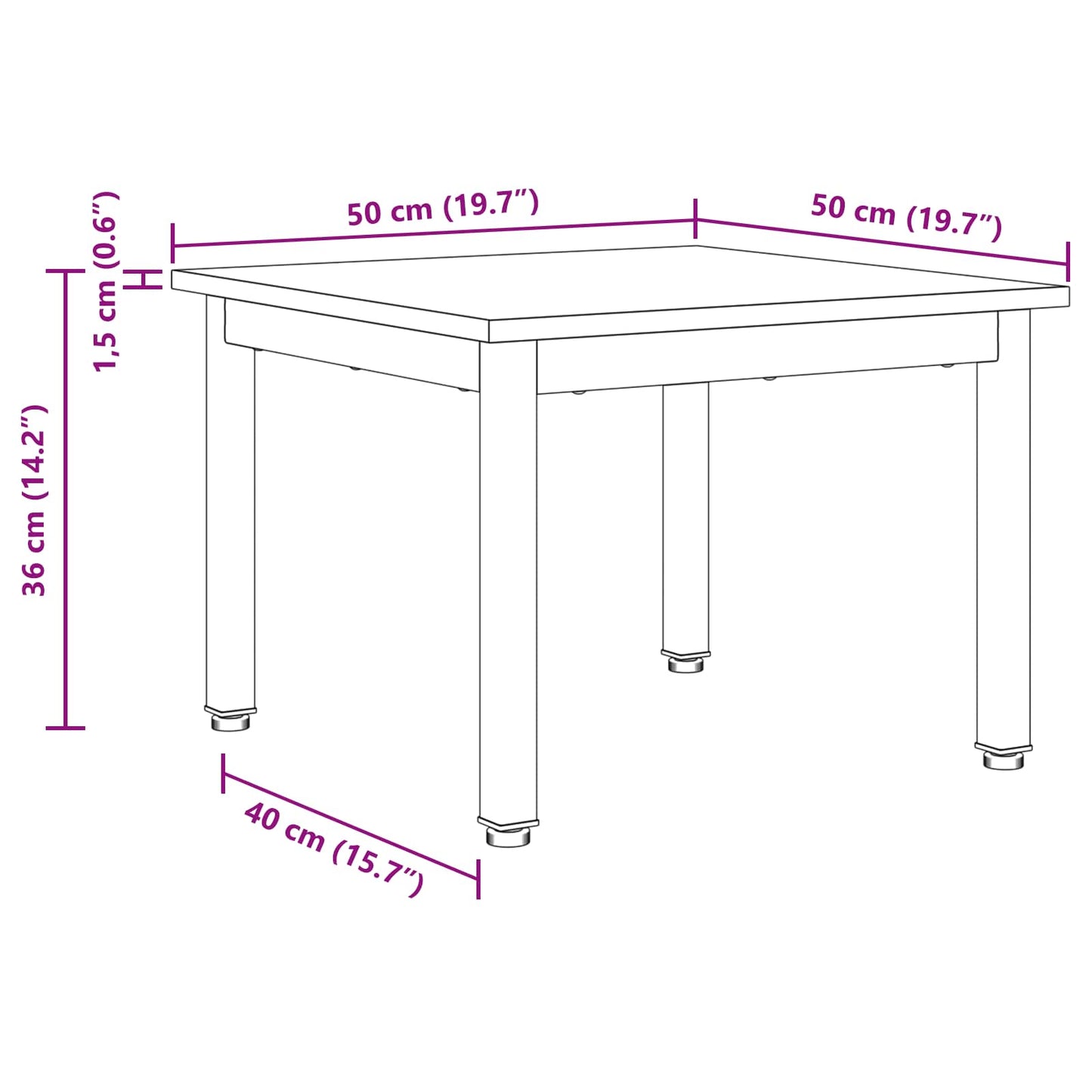 vidaXL Τραπεζάκι σαλονιού Παλιό ξύλο 50 x 50 x 36 εκ.