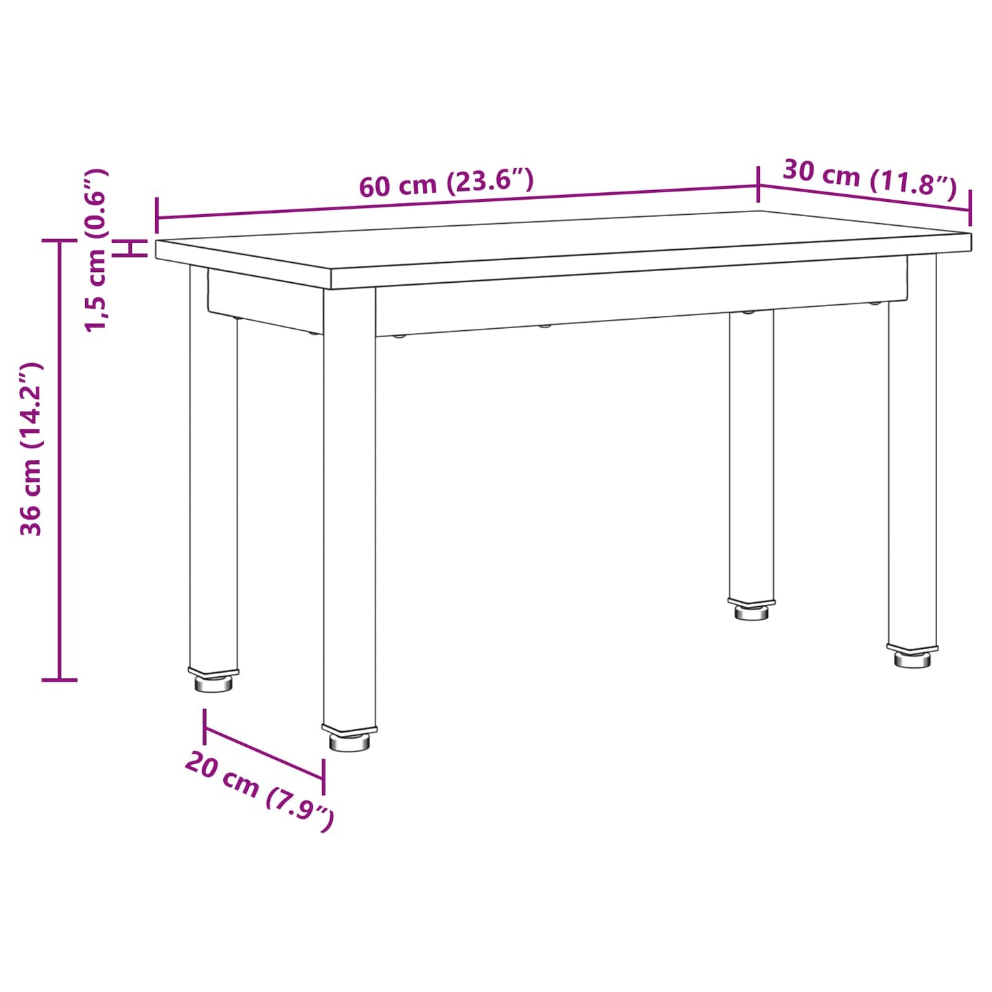 vidaXL Τραπεζάκι σαλονιού Γκρίζο Σονομα 60 x 30 x 36 cm