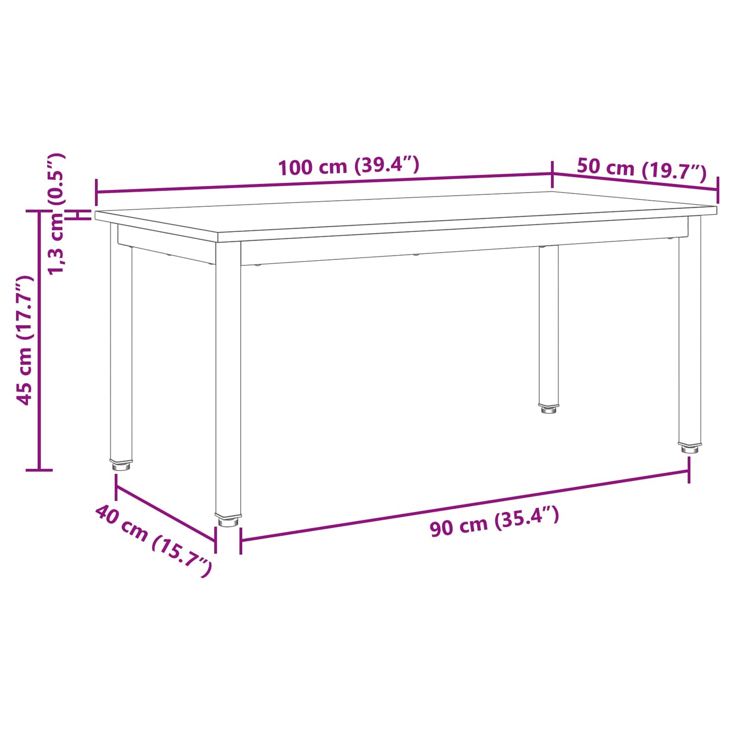 vidaXL Τραπεζάκι σαλονιού Μαύρη Οξυά 100 x 50 x 45 cm