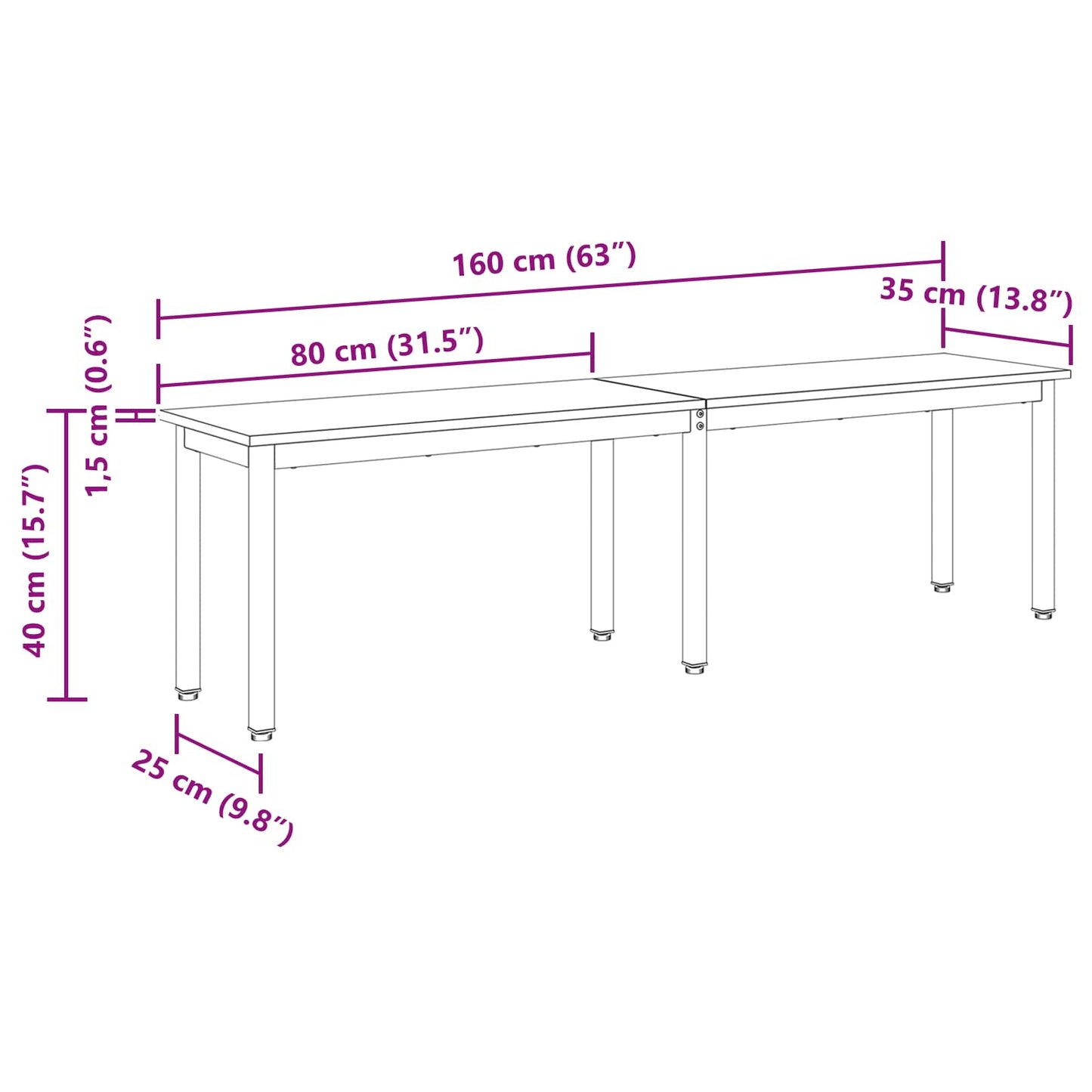 vidaXL παγκάκι Καπνιστό Δρύς 160 x 35 x 45 cm Επεξεργασμένο Ξύλο