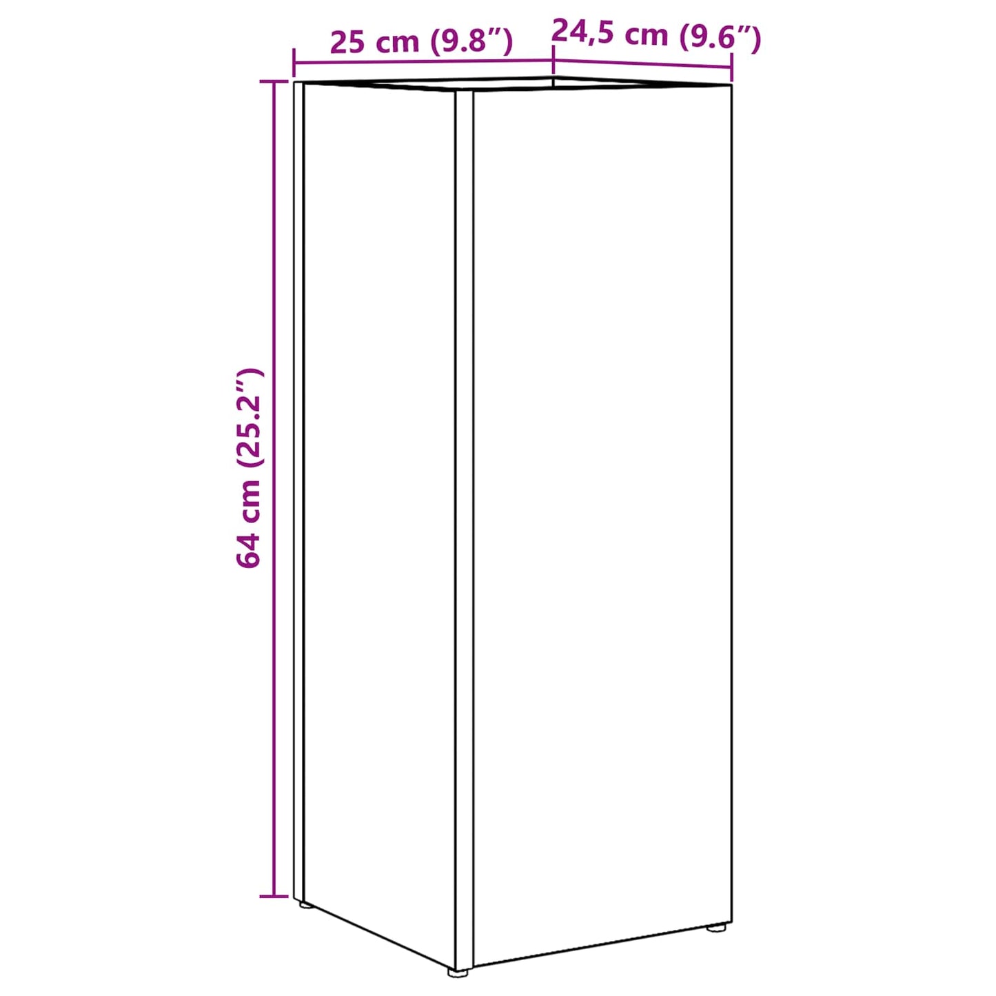 vidaXL Σχέδιο & βάση αποθήκευσης Παλιό ξύλο 25 x 24,5 x 64 εκ.
