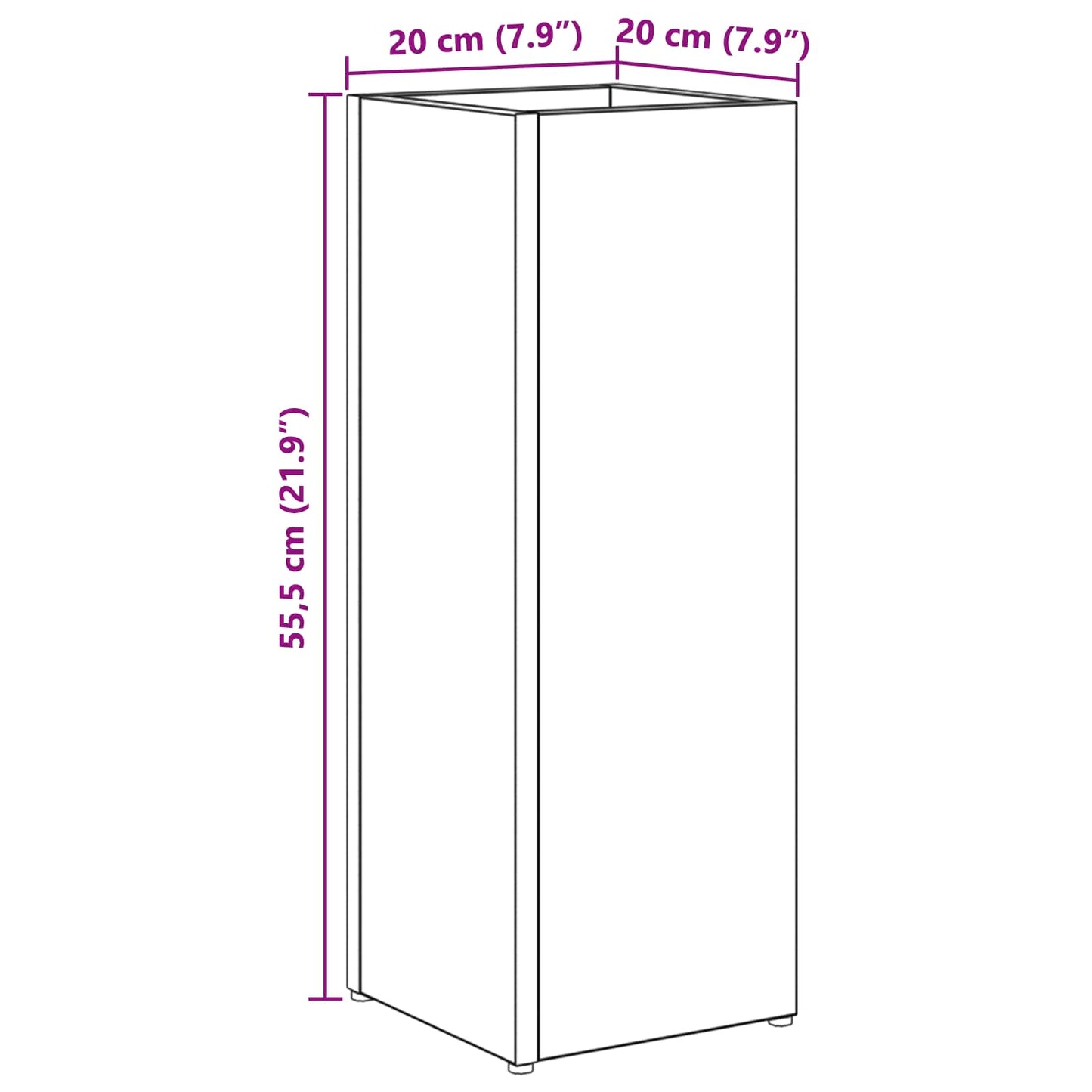 vidaXL Σχέδιο & βάση αποθήκευσης Παλιό ξύλο 20 x 20 x 55,5 εκ