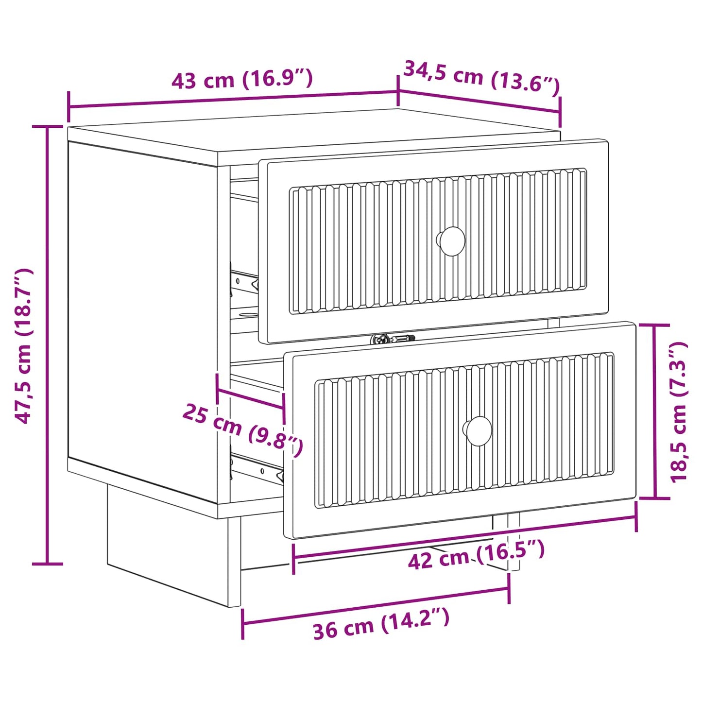 vidaXL Κομοδίνο Sonoma Δρυς 43 x 34,5 x 47,5 εκ Επεξεργασμένο Ξύλο