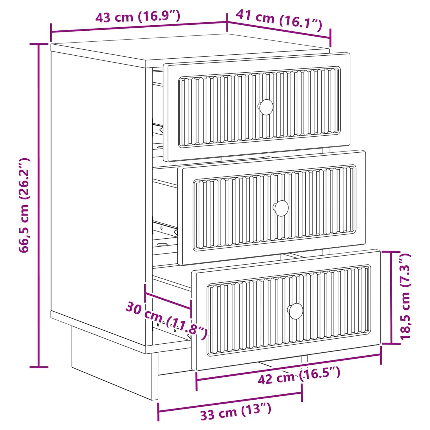 vidaXL Κομοδίνο Γυαλιστερό Λευκό 43 x 41 x 66,5 εκ. Επεξεργασμένο Ξύλο