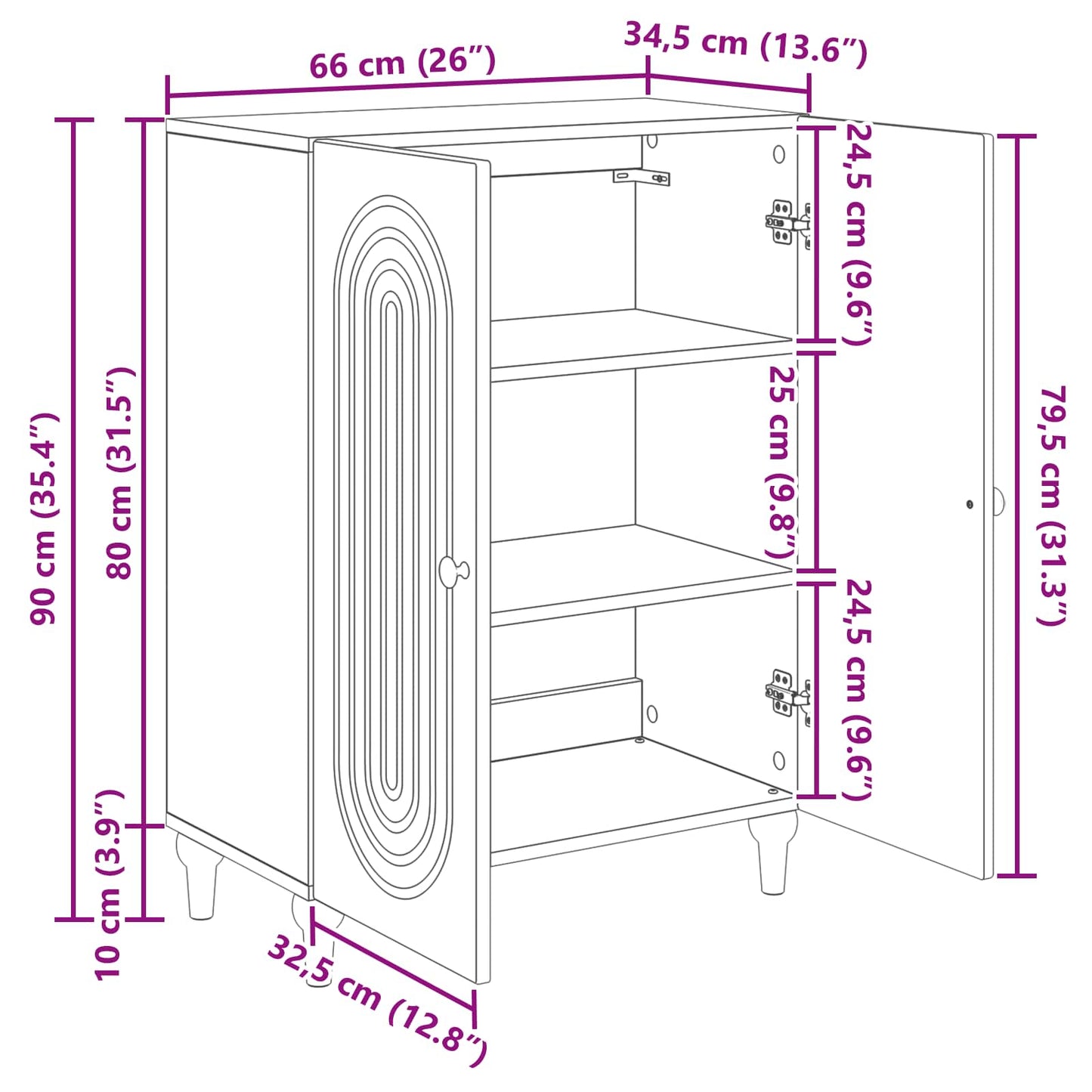 vidaXL Πλαϊνό γραφείο Γκρι Sonoma 66 x 34,5 x 90 εκ Επεξεργασμένο Ξύλο
