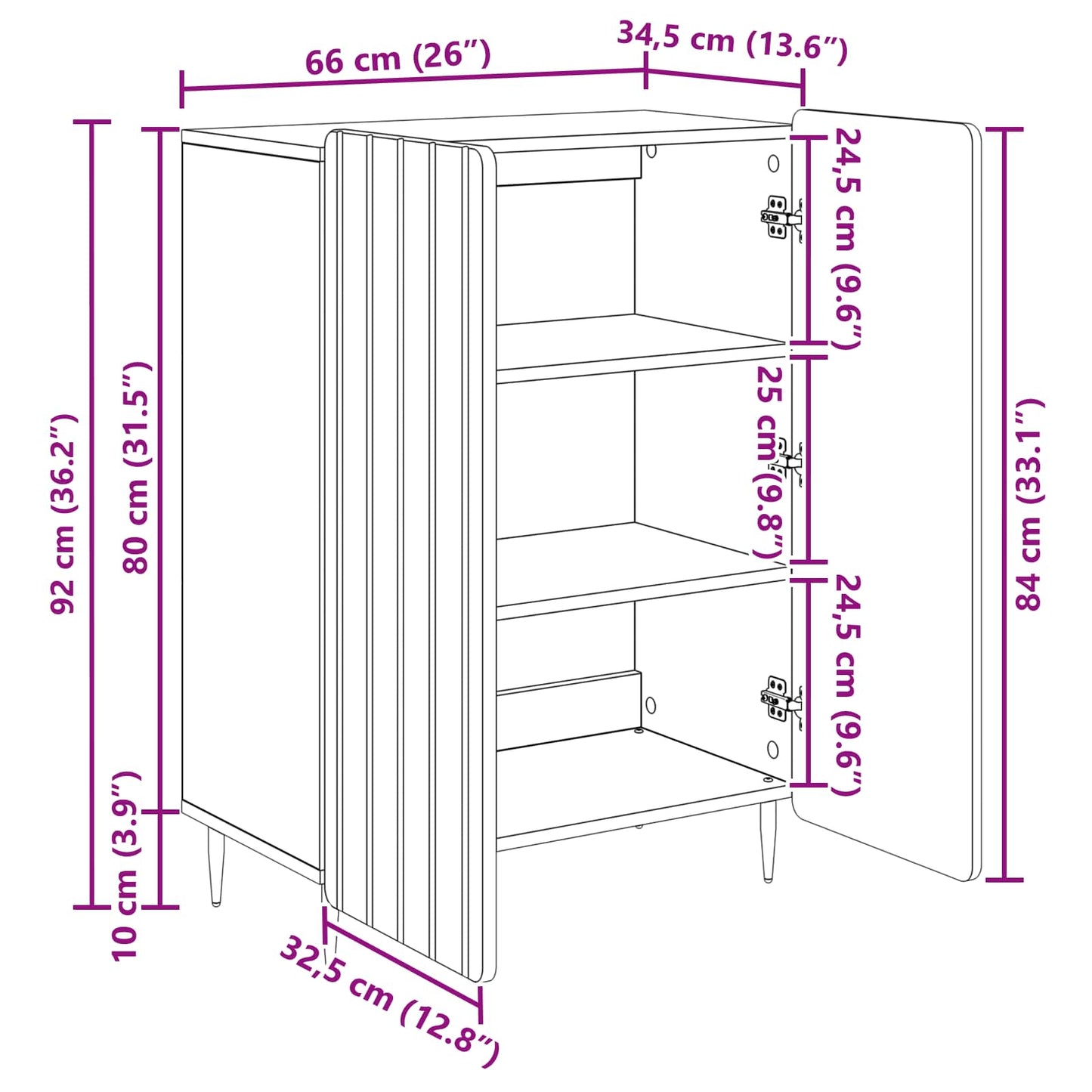 vidaXL Πλαϊνό γραφείο Sonoma Δρυς 66 x 34,5 x 92 εκ.