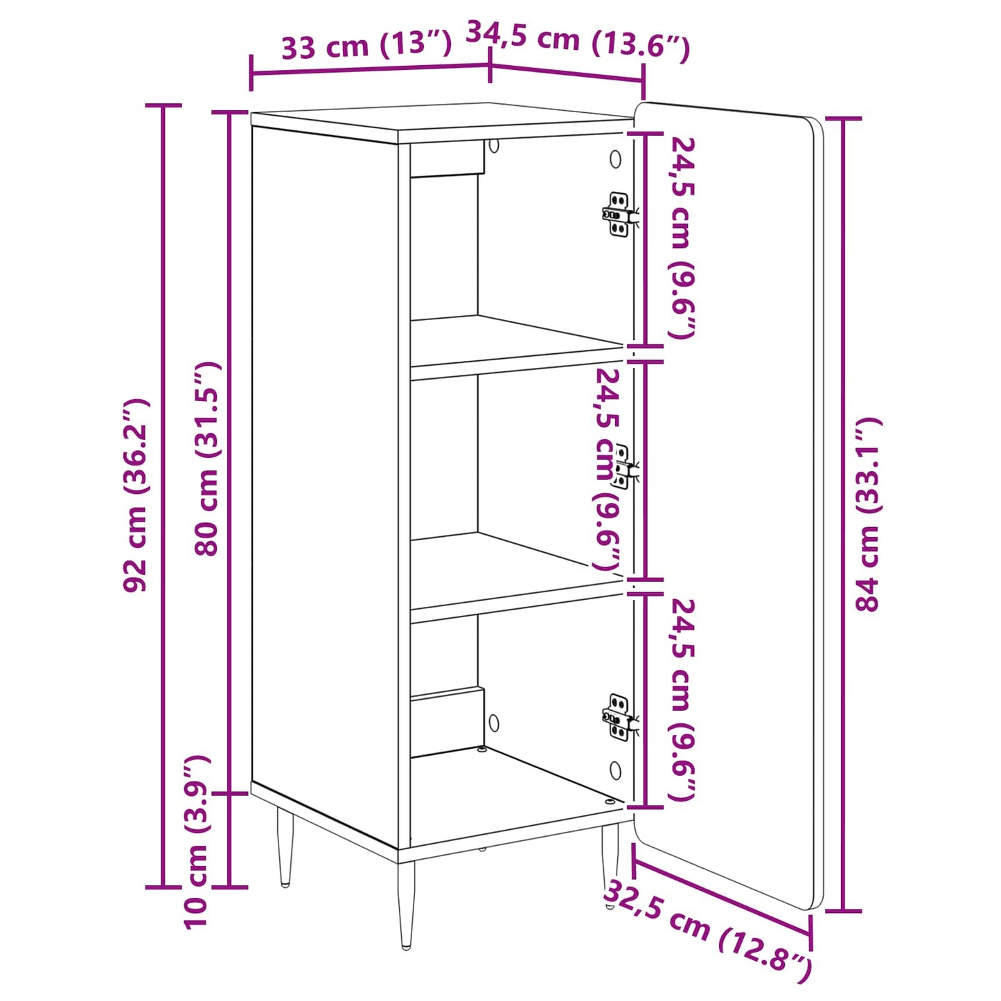 vidaXL Πλαϊνό γραφείο Sonoma Δρυς 34,5 x 33 x 92 εκ.