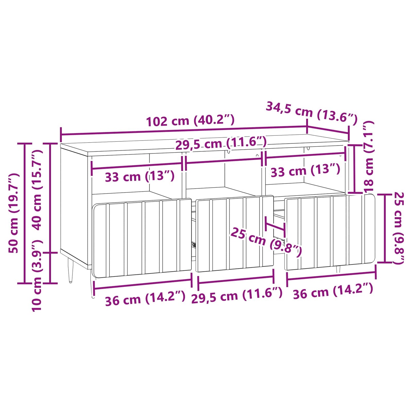 vidaXL Ντουλάπι TV Καπνισμένο Ξύλο Δρυός 102 x 34,5 x 50 εκ.