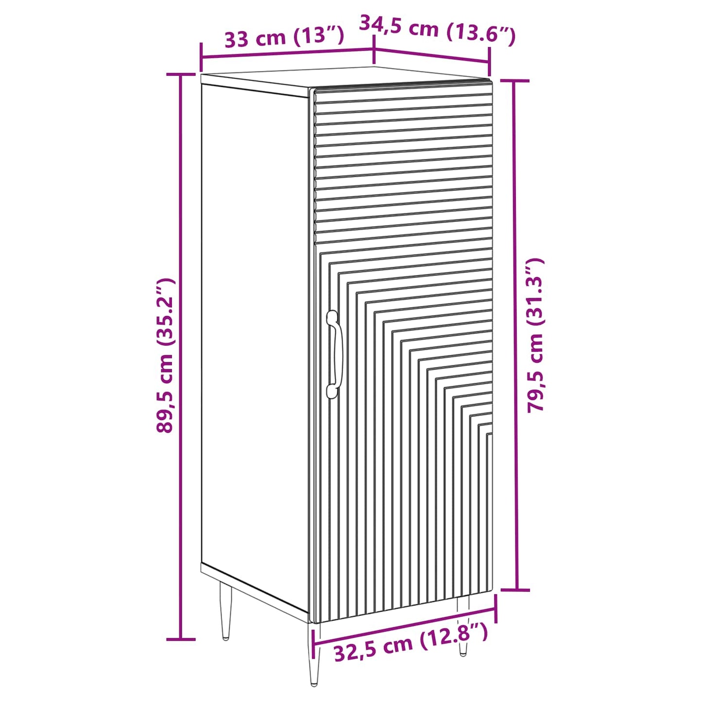 vidaXL Πλαϊνό γραφείο Sonoma Δρυς 33 x 34,5 x 89,5 εκ