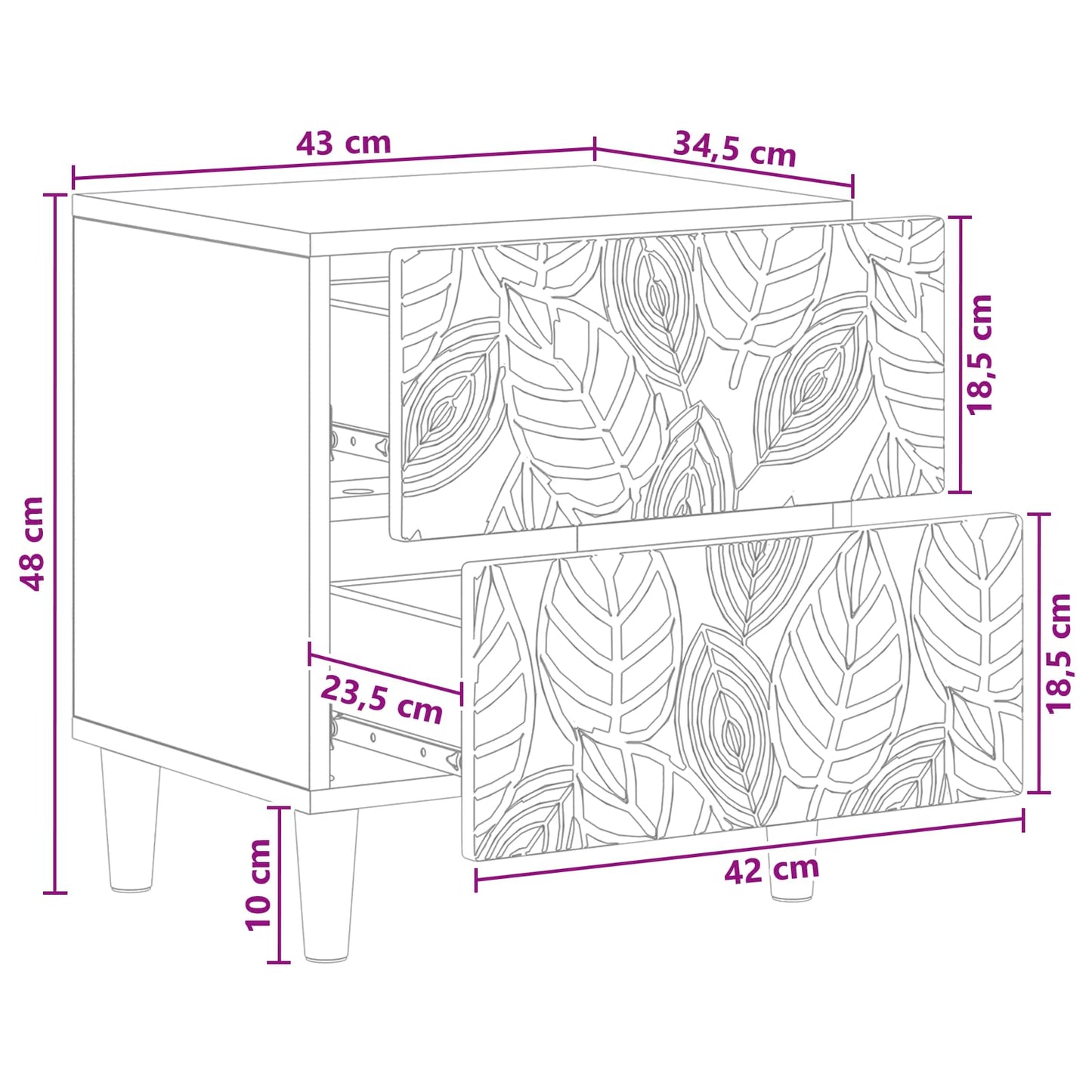 vidaXL Κομοδίνο Artisan Δρυς 43 x 34,5 x 48 εκ Επεξεργασμένο Ξύλο