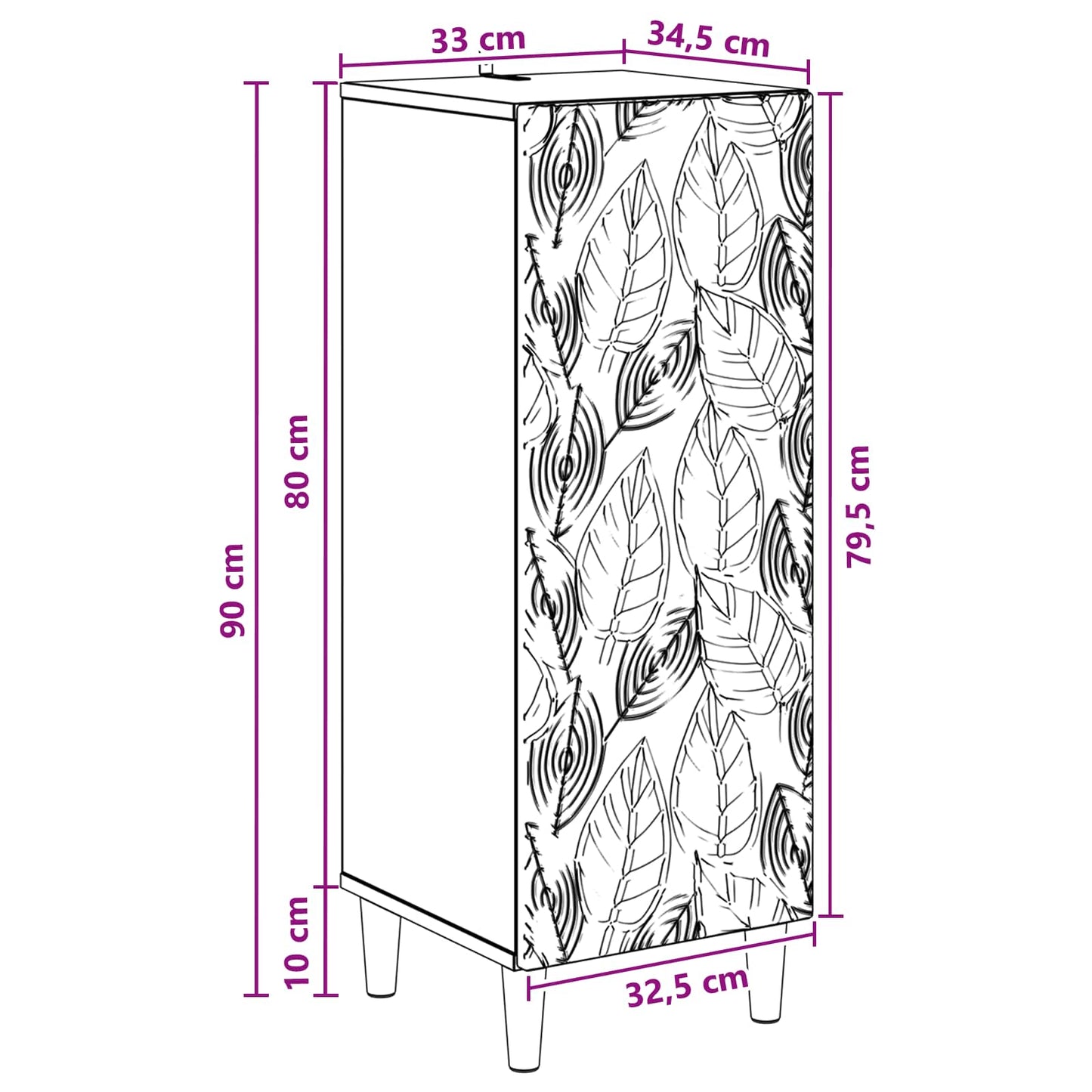 vidaXL Πλαϊνό γραφείο Artisan Δρυς 33 x 34,5 x 90 εκ