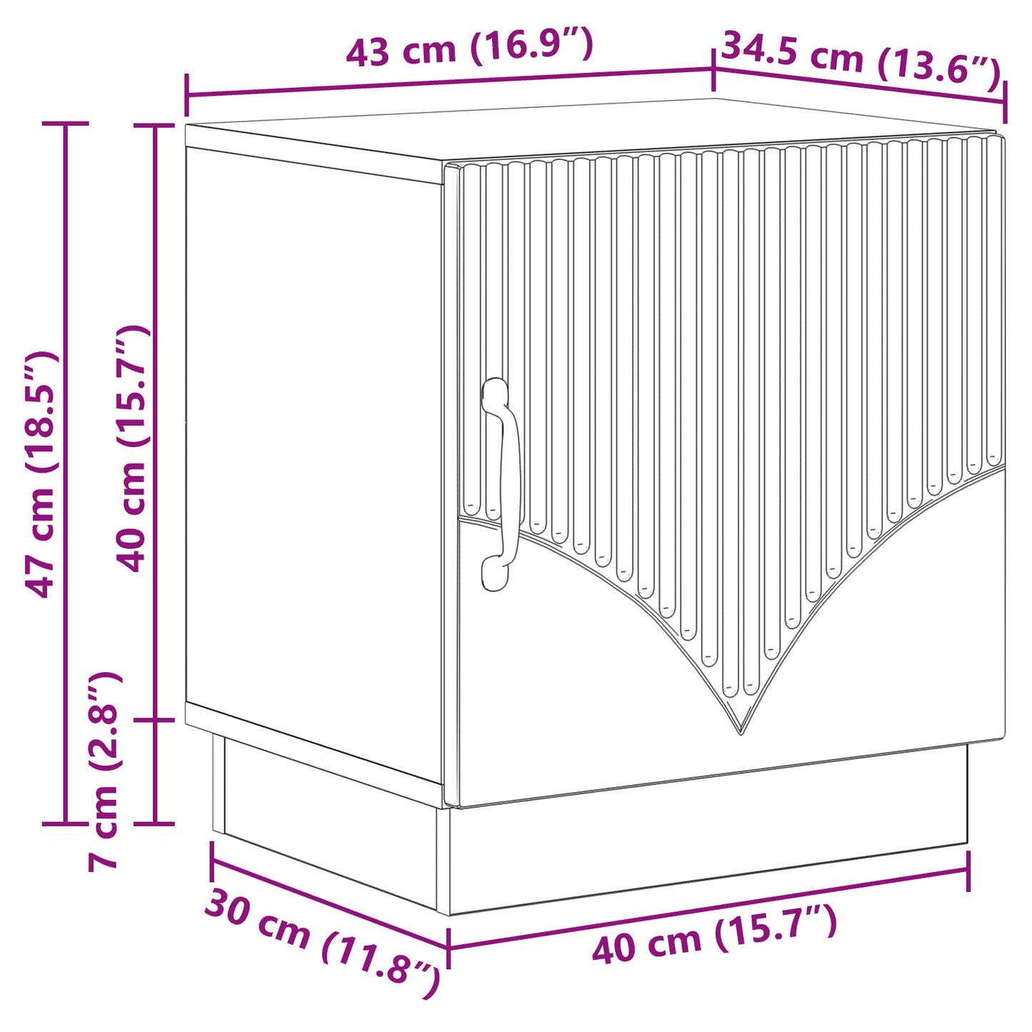 vidaXL Κομοδίνο Γκρι Μπετόν 43 x 34,5 x 47 εκ. Επεξεργασμένο Ξύλο