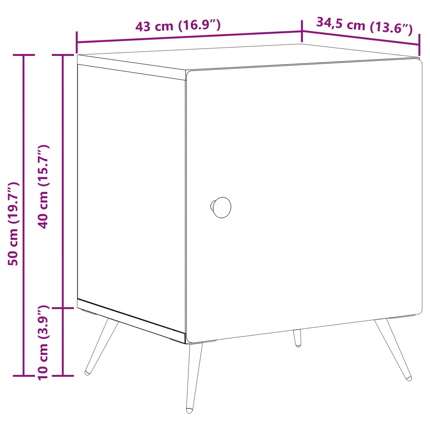 vidaXL Κομοδίνο Sonoma Δρυς 43 x 34,5 x 50 εκ Επεξεργασμένο Ξύλο