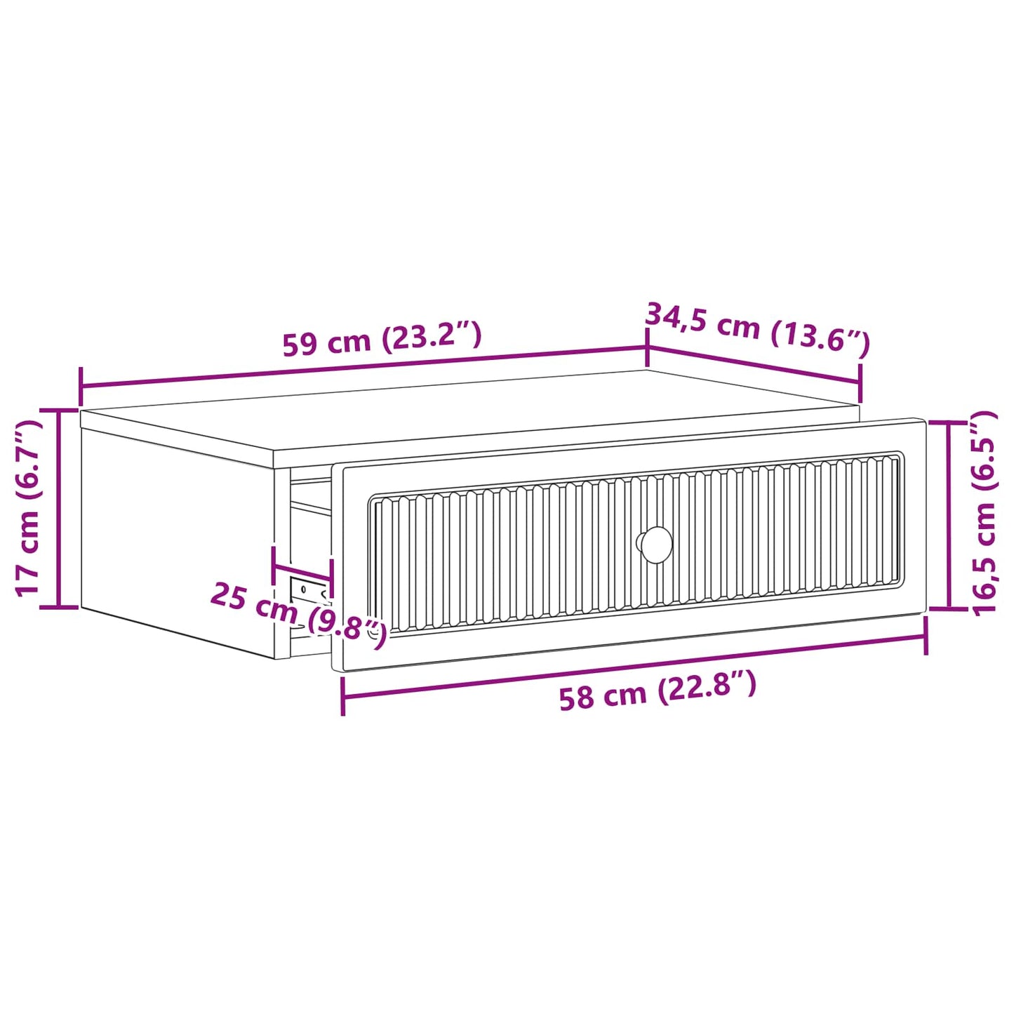 vidaXL Τραπεζάκι Τοίχου Γκρι Σκυροδέματος 59 x 34,5 x 17 εκ.