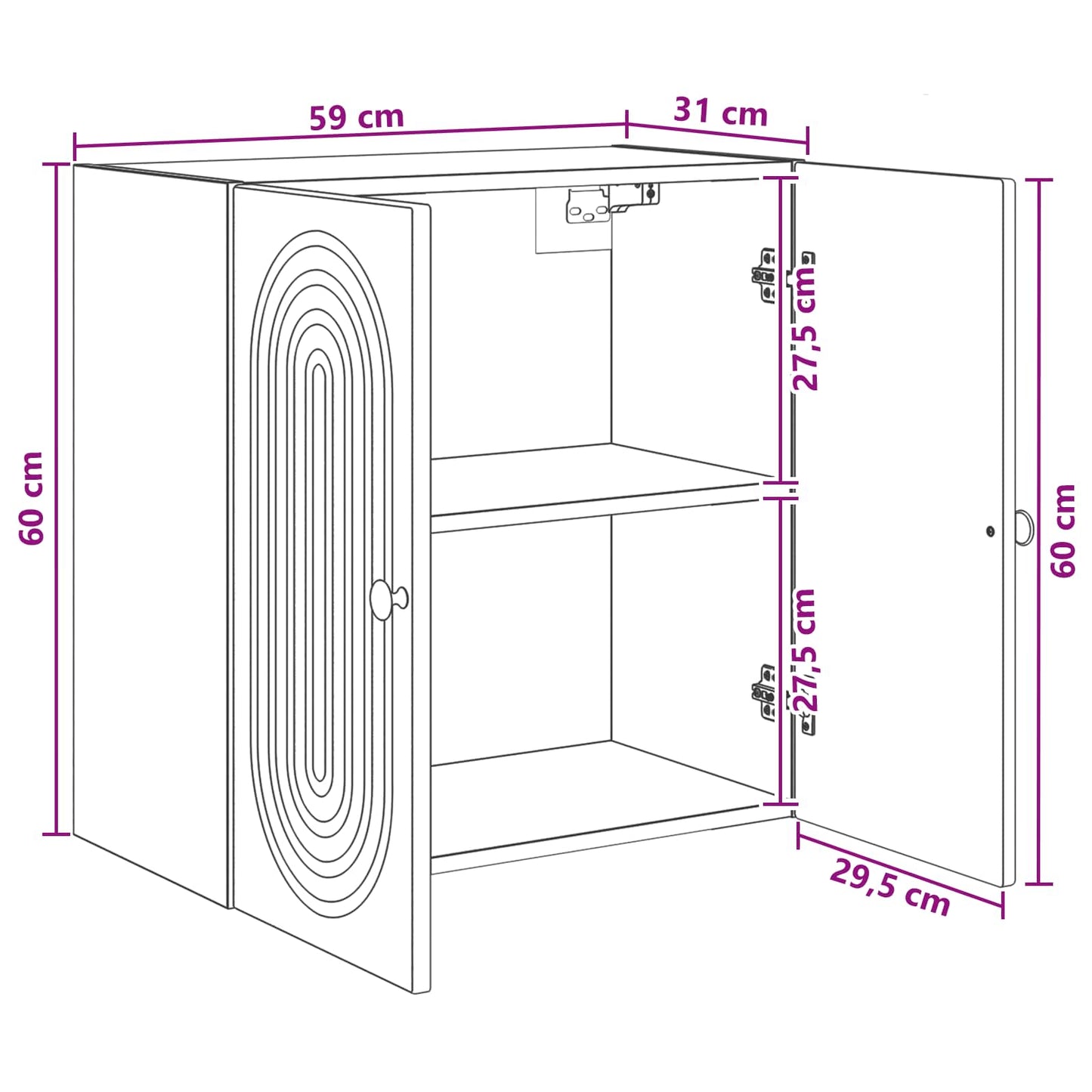 vidaXL Τοίχου Ντουλάπα Λευκό 59 x 31 x 60 εκ Επεξεργασμένο Ξύλο