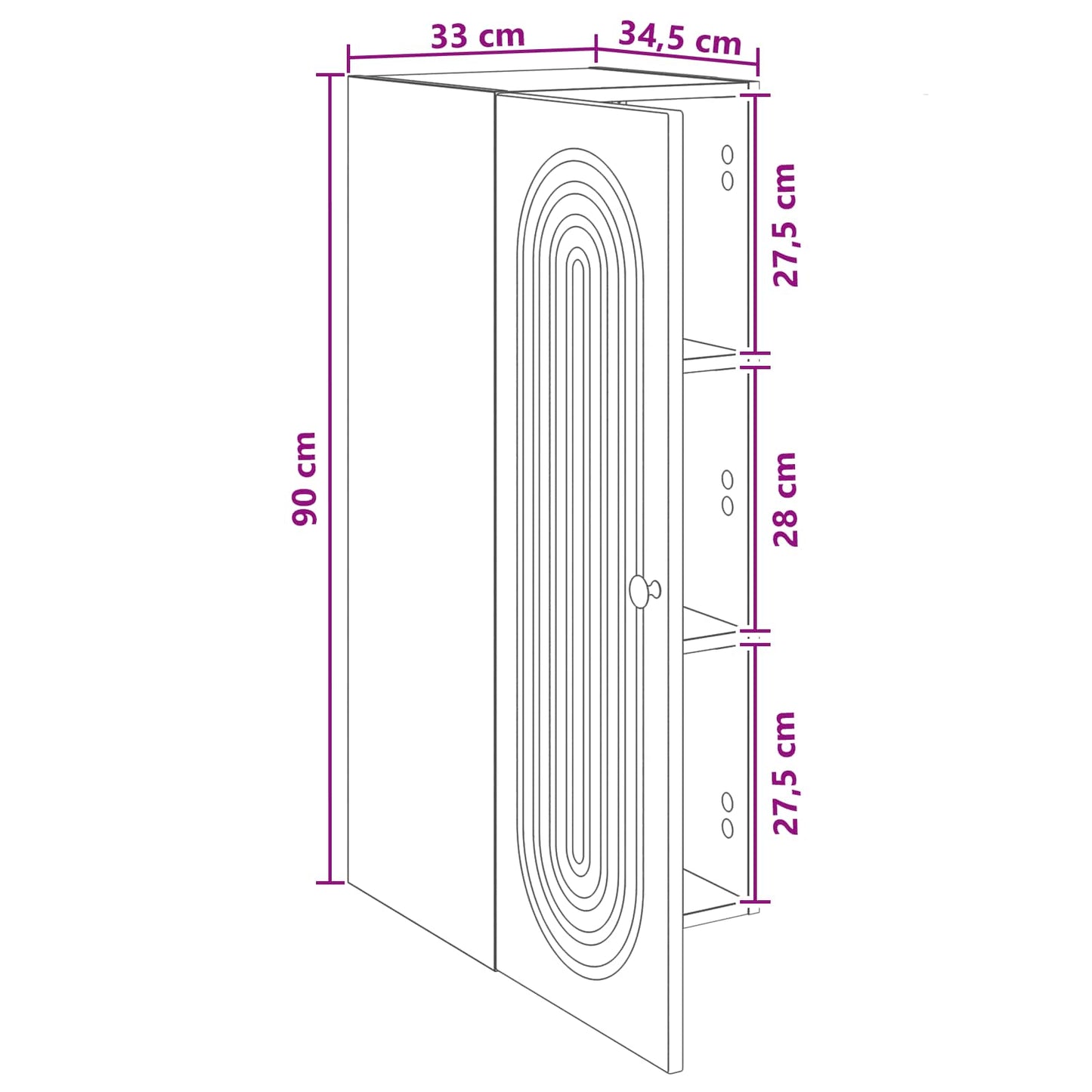 vidaXL Τοίχου Ντουλάπα Λευκό 33 x 34,5 x 90 εκ Επεξεργασμένο Ξύλο