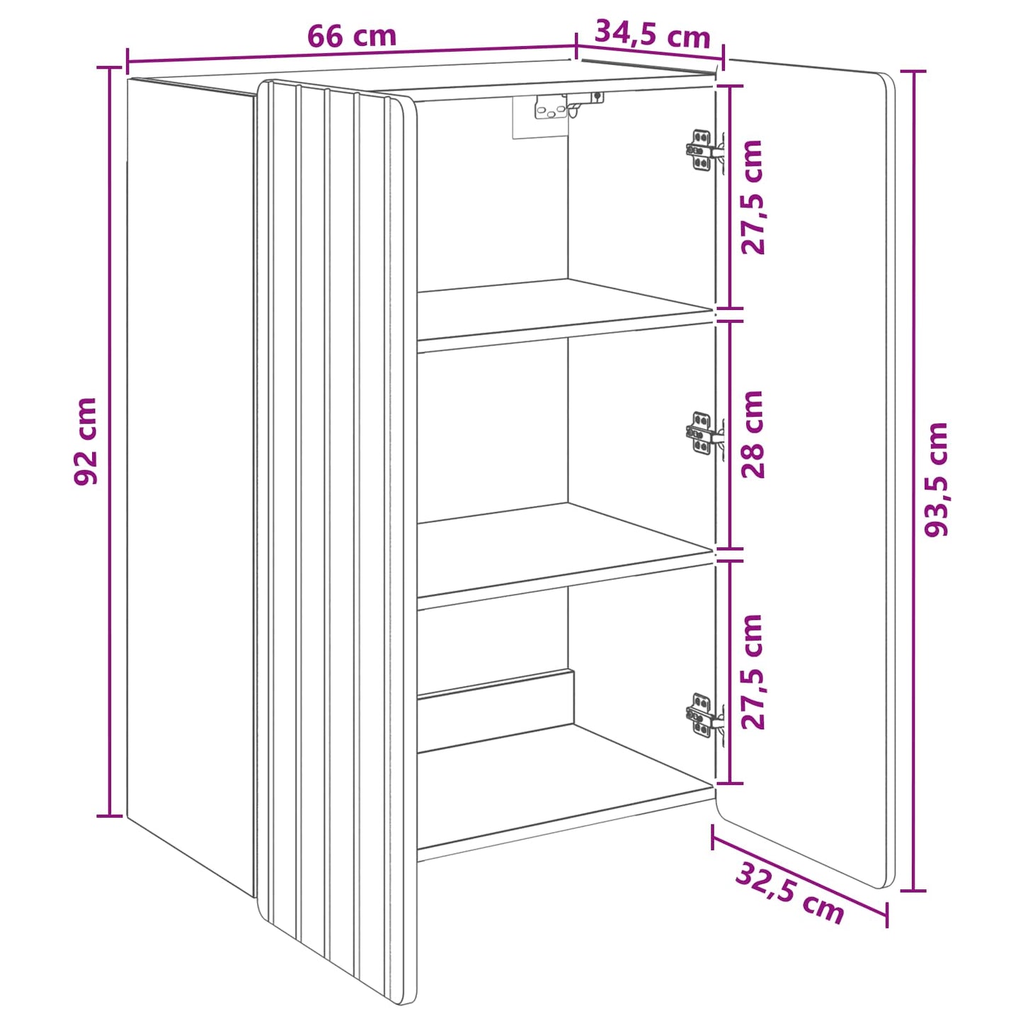 vidaXL Τοίχου Ντουλάπα Sonoma Δρυς 66 x 34,5 x 92 εκ.