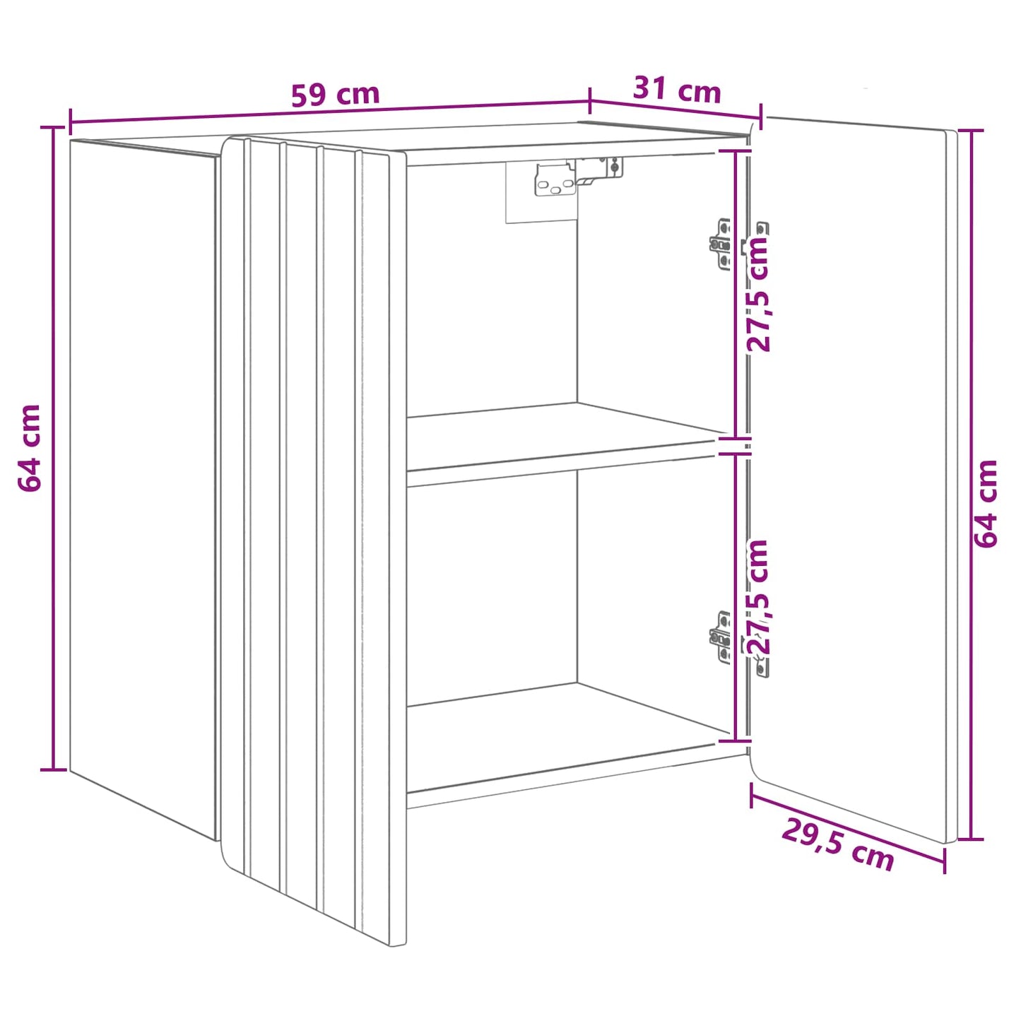 vidaXL Τοίχου Ντουλάπα 59 x 31 x 64 εκ. Επεξεργασμένο Ξύλο