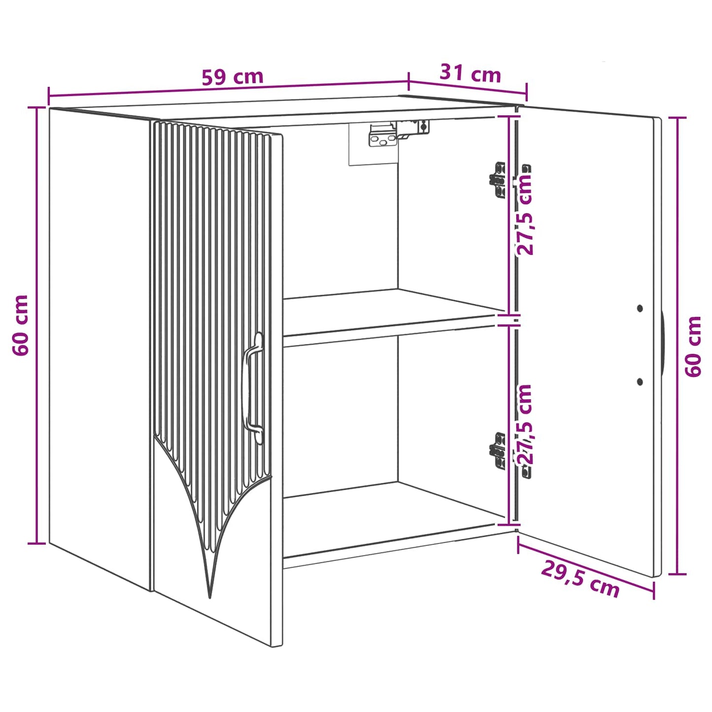 vidaXL Τοίχου Ντουλάπα 59 x 31 x 60 εκ Επεξεργασμένο Ξύλο Artisan Δρυς