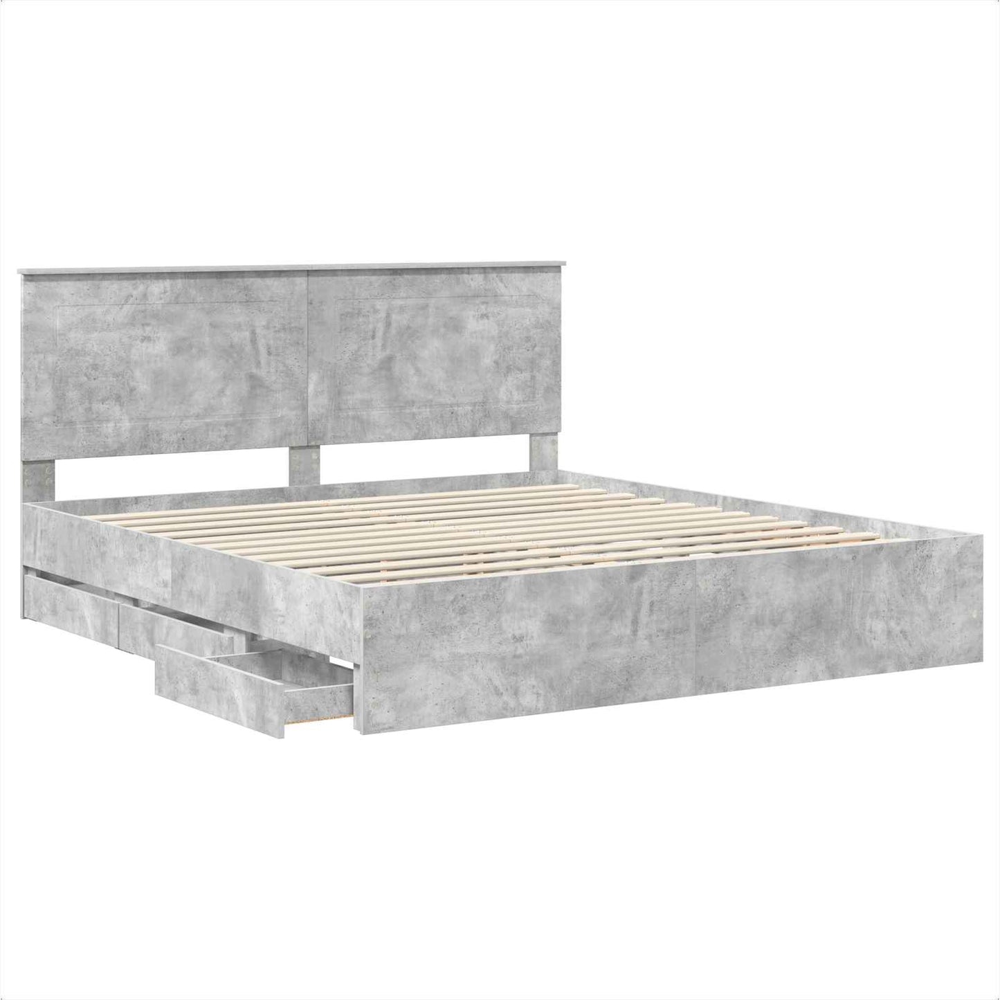 vidaXL Σκελετός Κρεβατιού Σκυρόδεμα Γκρι 180 x 200 cm Μηχανήματος Ξύλο