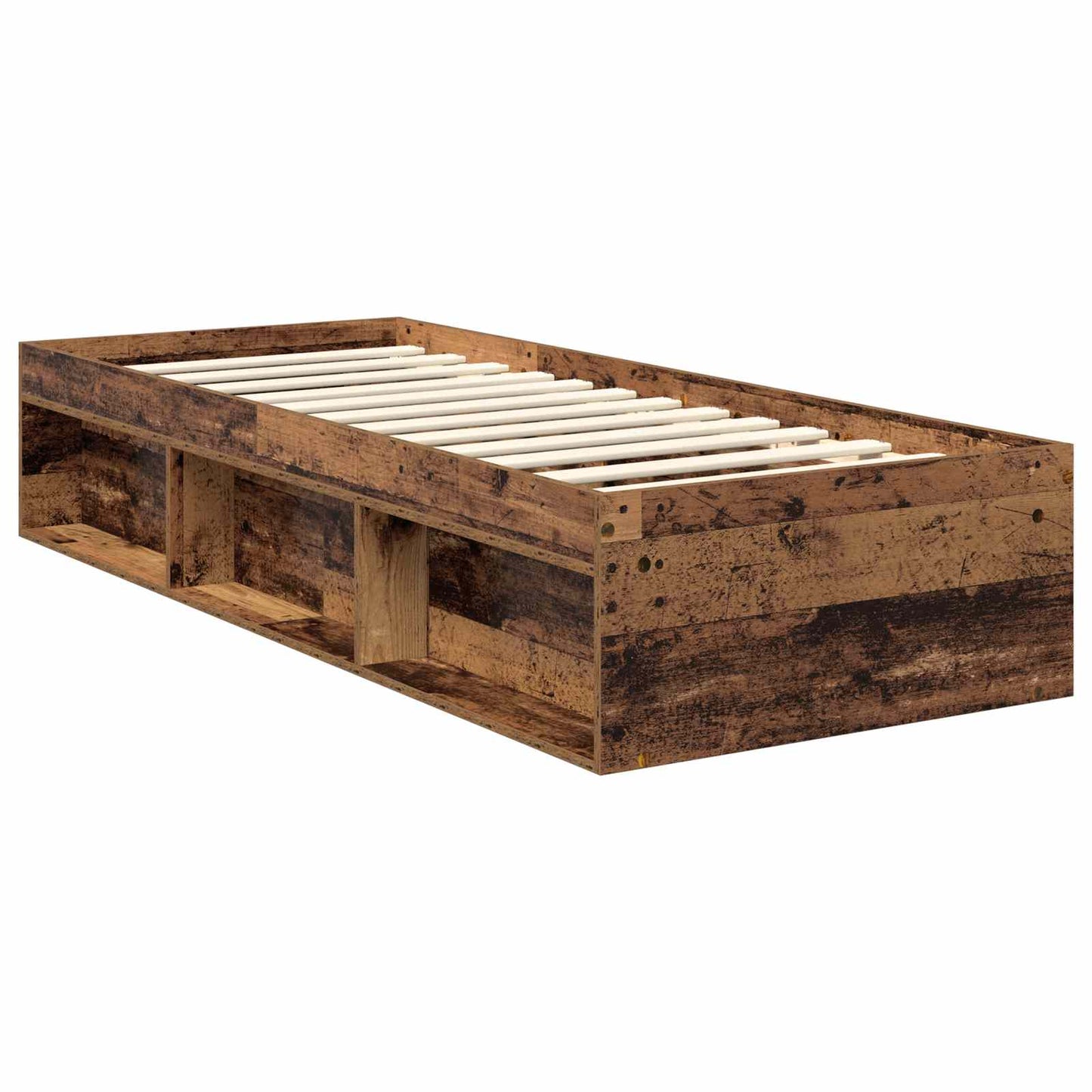 vidaXL Σκελετός Κρεβατιού Παλιό ξύλο 75 x 190 cm Στερεά ξυλεία πεύκου