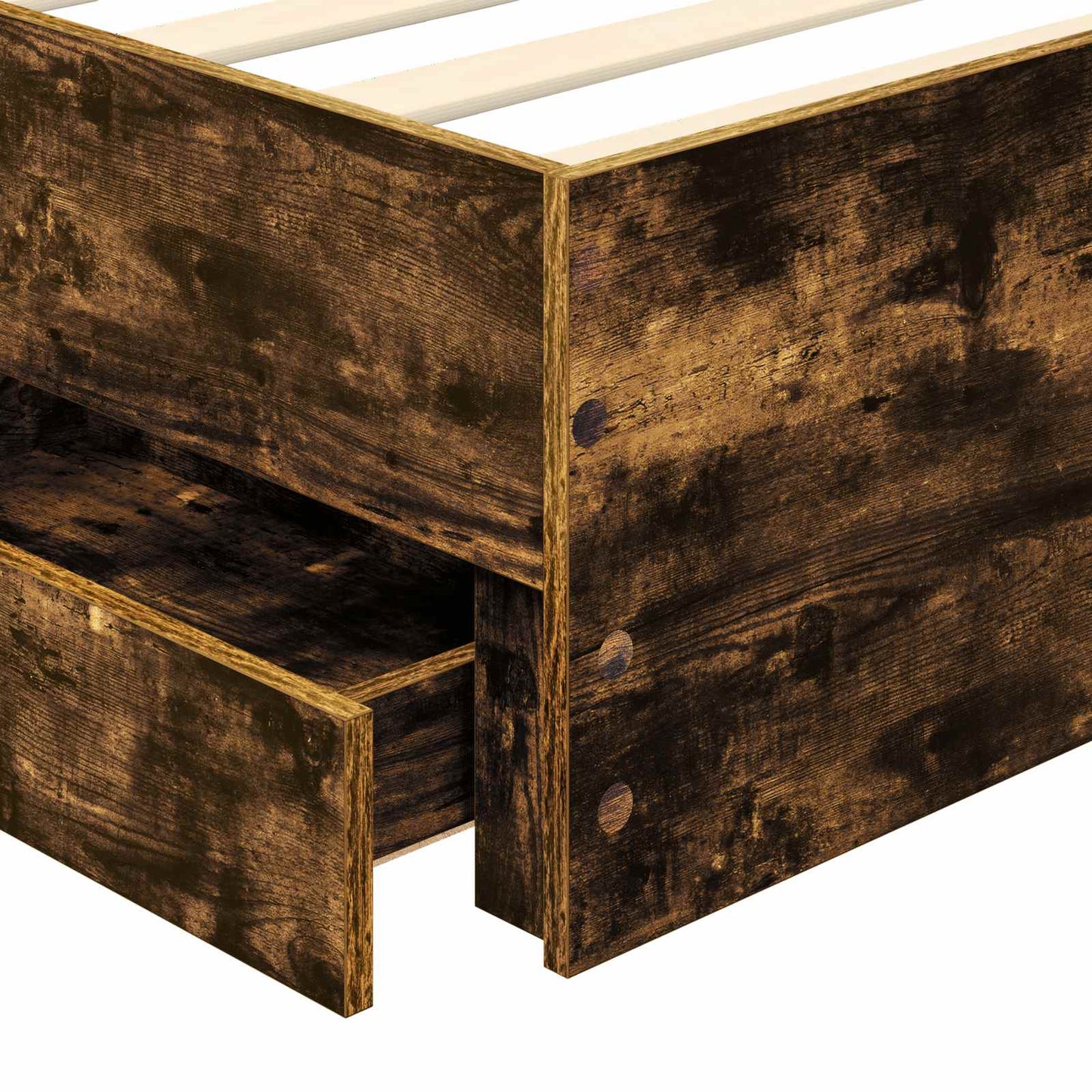 vidaXL Σκελετός Κρεβατιού Καπνιστό Δρύς 90 x 190 cm Μηχανήματος Ξύλο